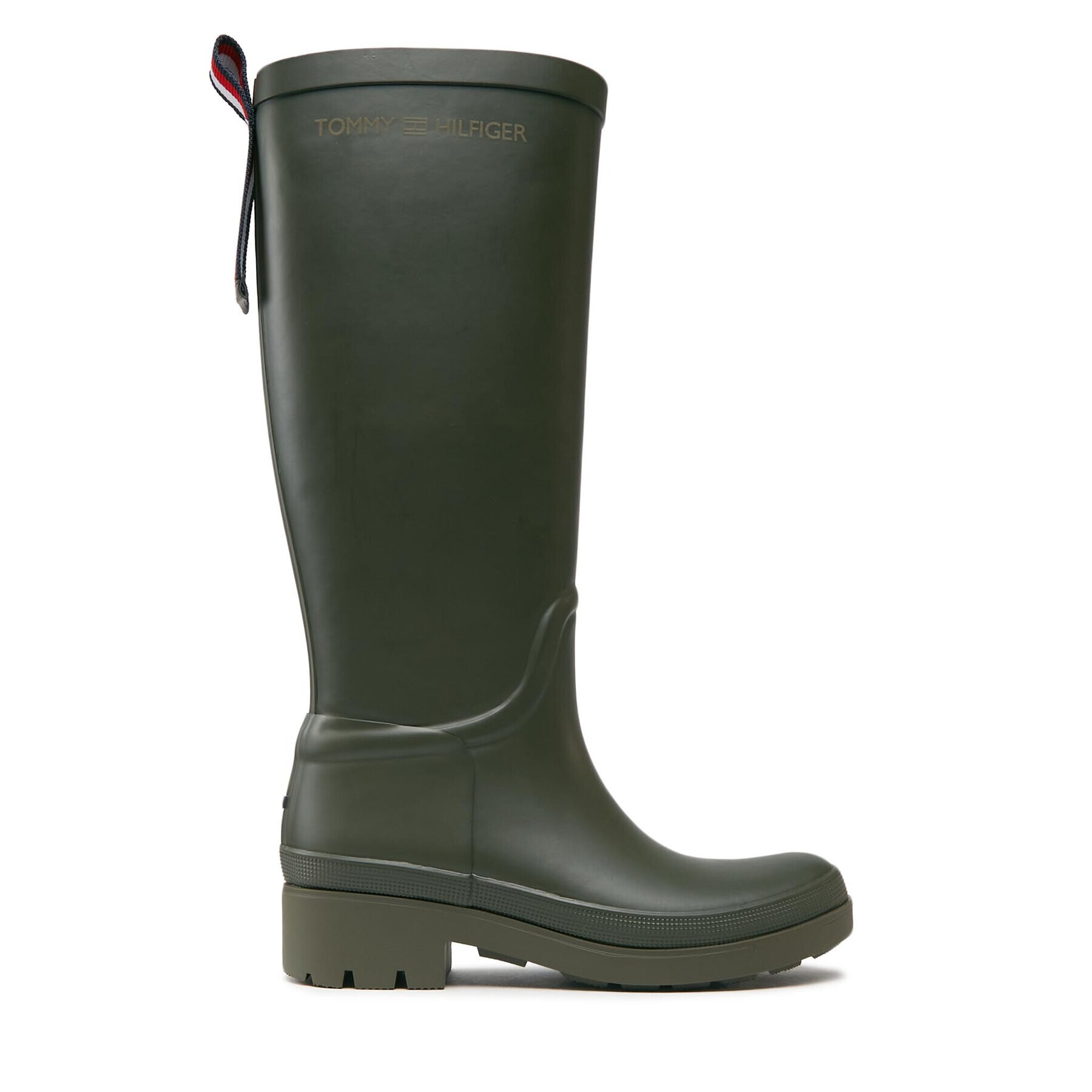 Tommy Hilfiger Polokozačky Tommy Rubberboot FW0FW07665 Khaki - Pepit.cz