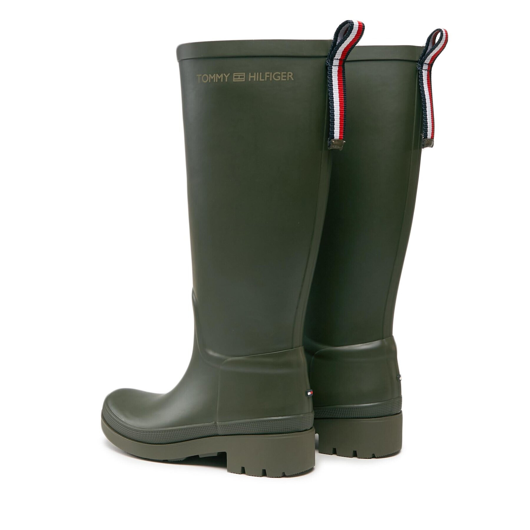 Tommy Hilfiger Polokozačky Tommy Rubberboot FW0FW07665 Khaki - Pepit.cz