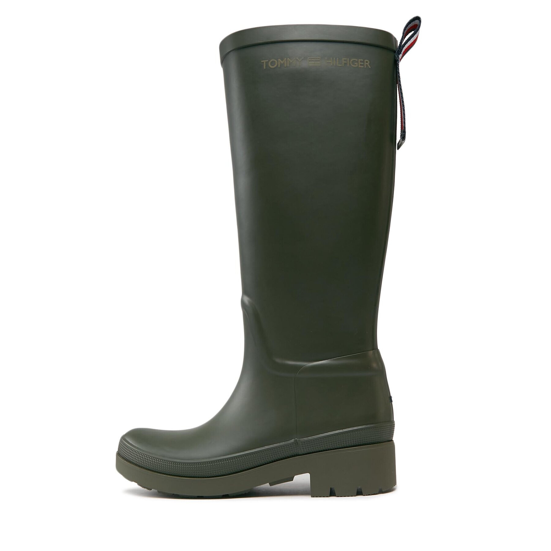 Tommy Hilfiger Polokozačky Tommy Rubberboot FW0FW07665 Khaki - Pepit.cz