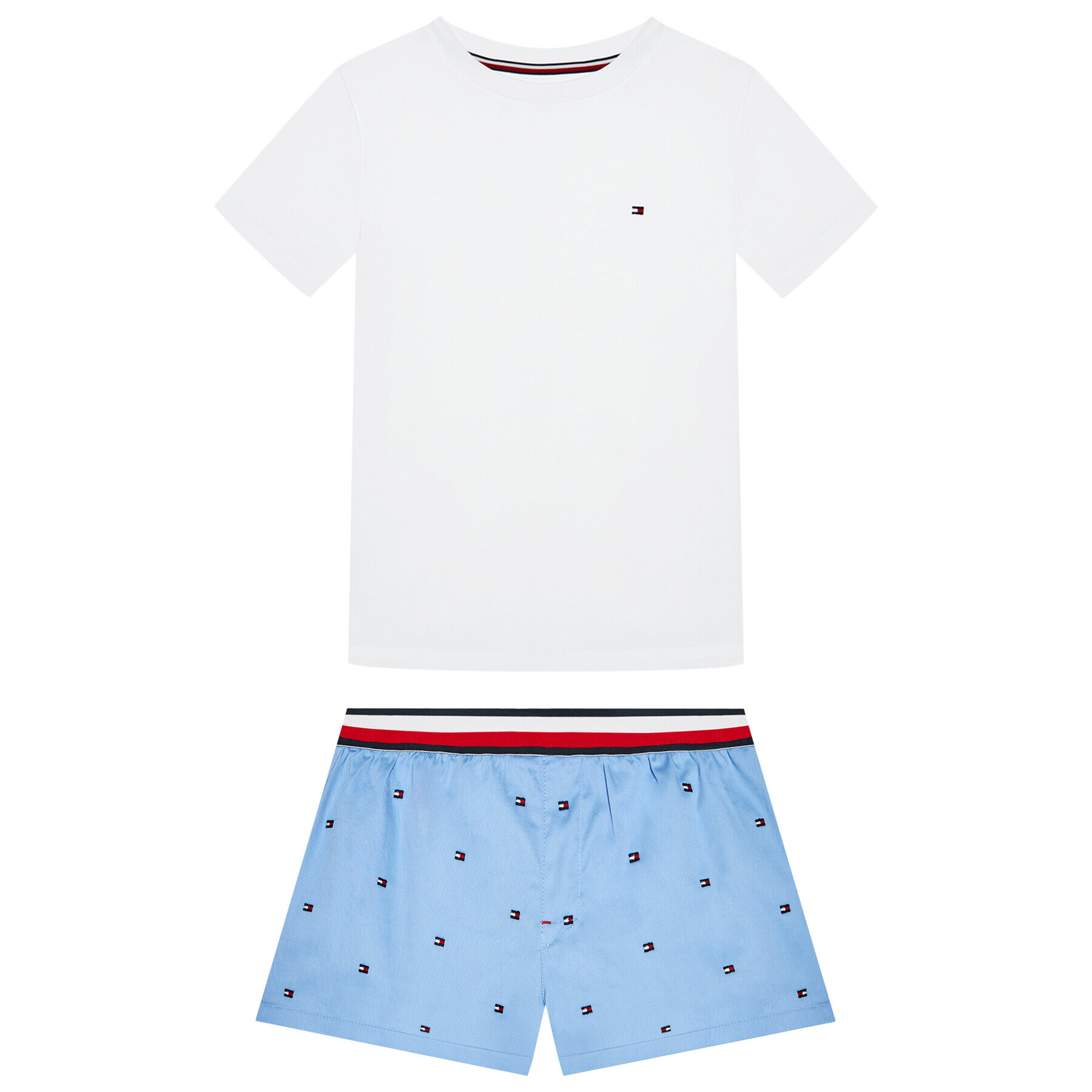 Tommy Hilfiger Pyžamo Set Woven Emroidery UB0UB00386 Bílá - Pepit.cz