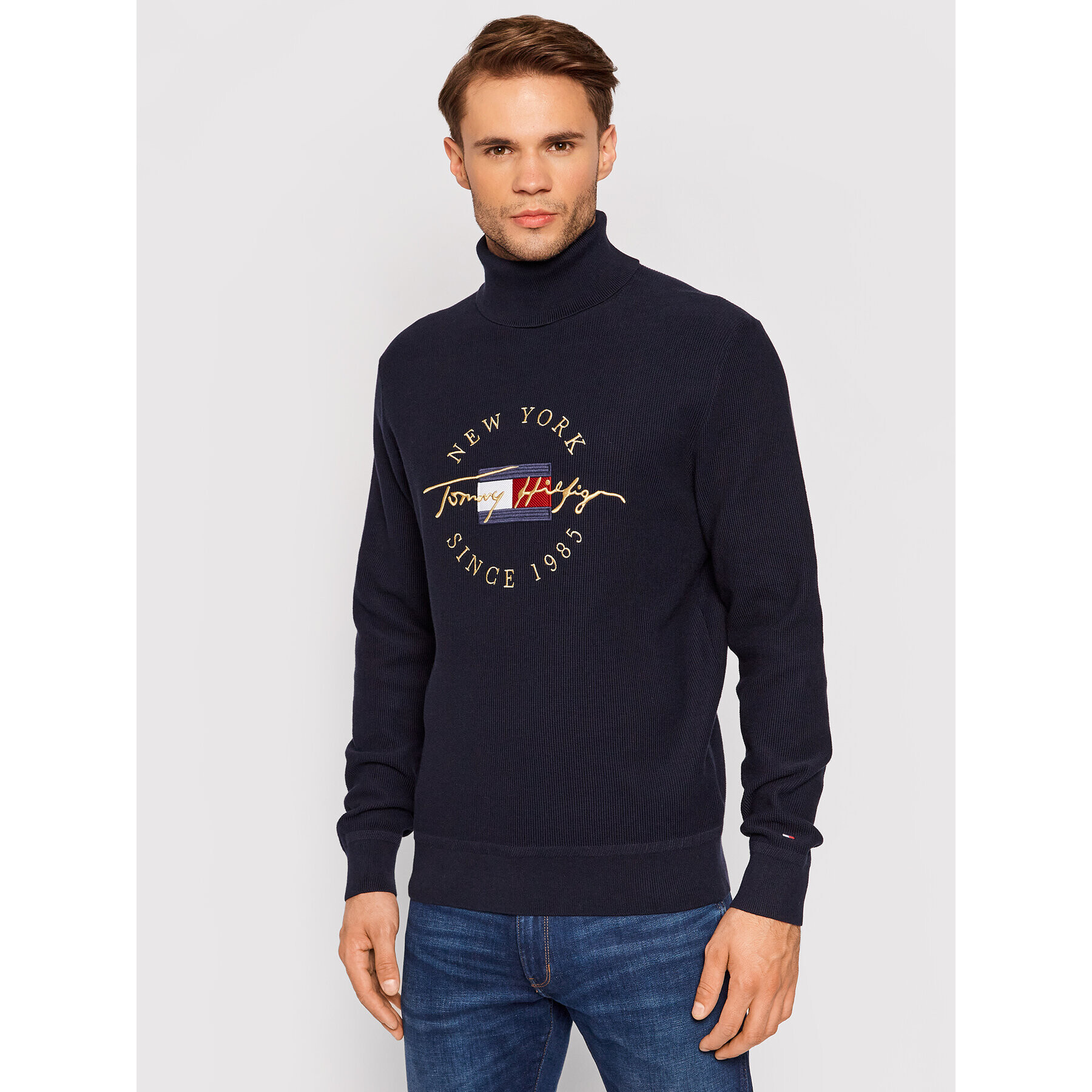 Tommy Hilfiger Rolák Icon Structure MW0MW19572 Tmavomodrá Slim Fit - Pepit.cz