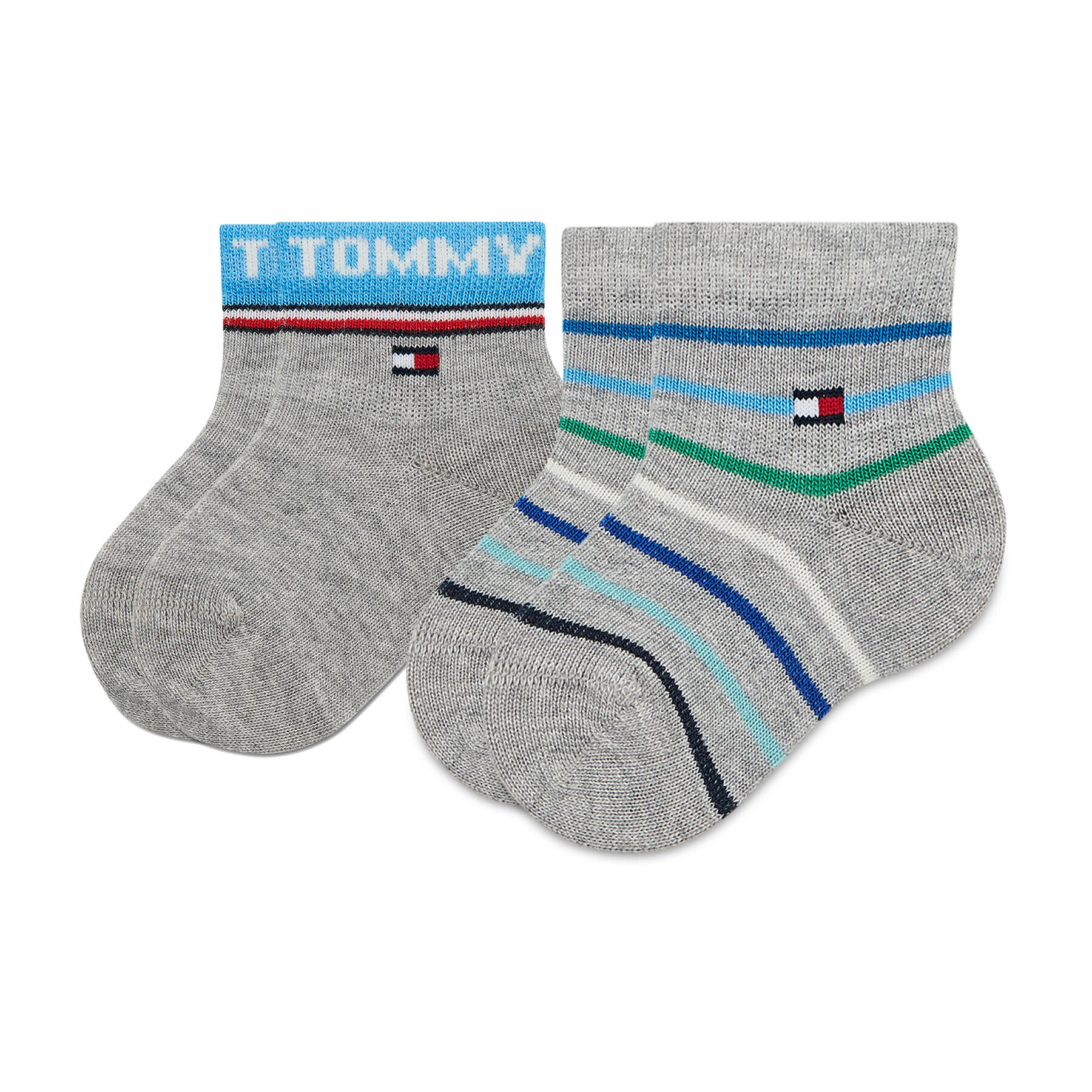 Tommy Hilfiger Sada 2 párů dětských vysokých ponožek 701218359 Šedá - Pepit.cz