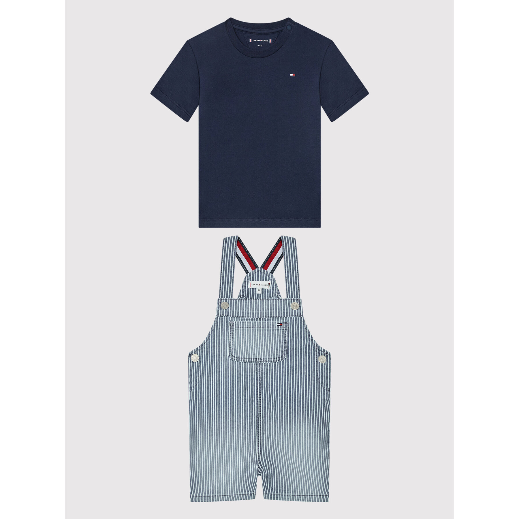 Tommy Hilfiger Sada tričko a lacláče Dungaree KN0KN01421 Tmavomodrá Regular Fit - Pepit.cz