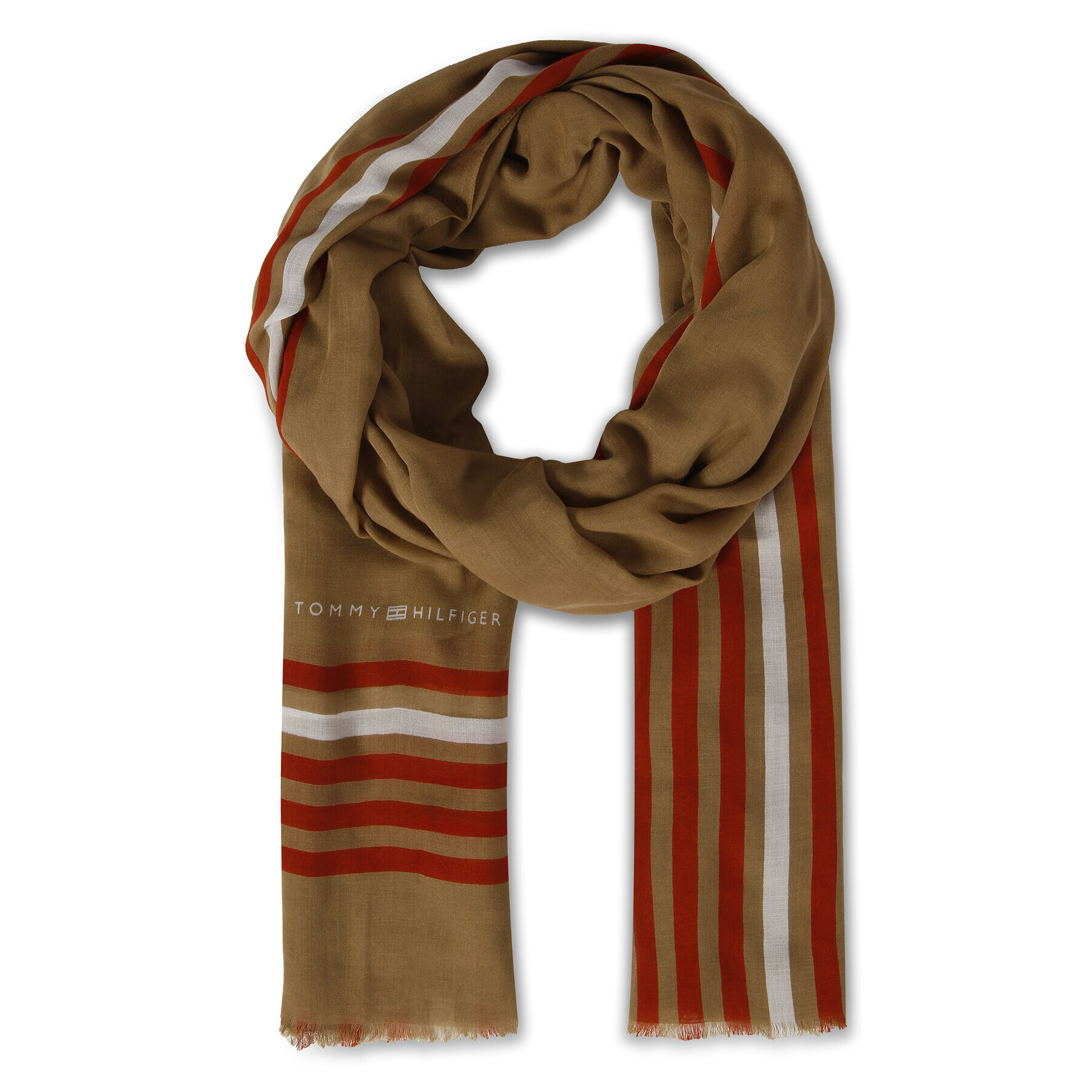 Tommy Hilfiger Šál Essential Flag Scarf AW0AW13890 Khaki - Pepit.cz