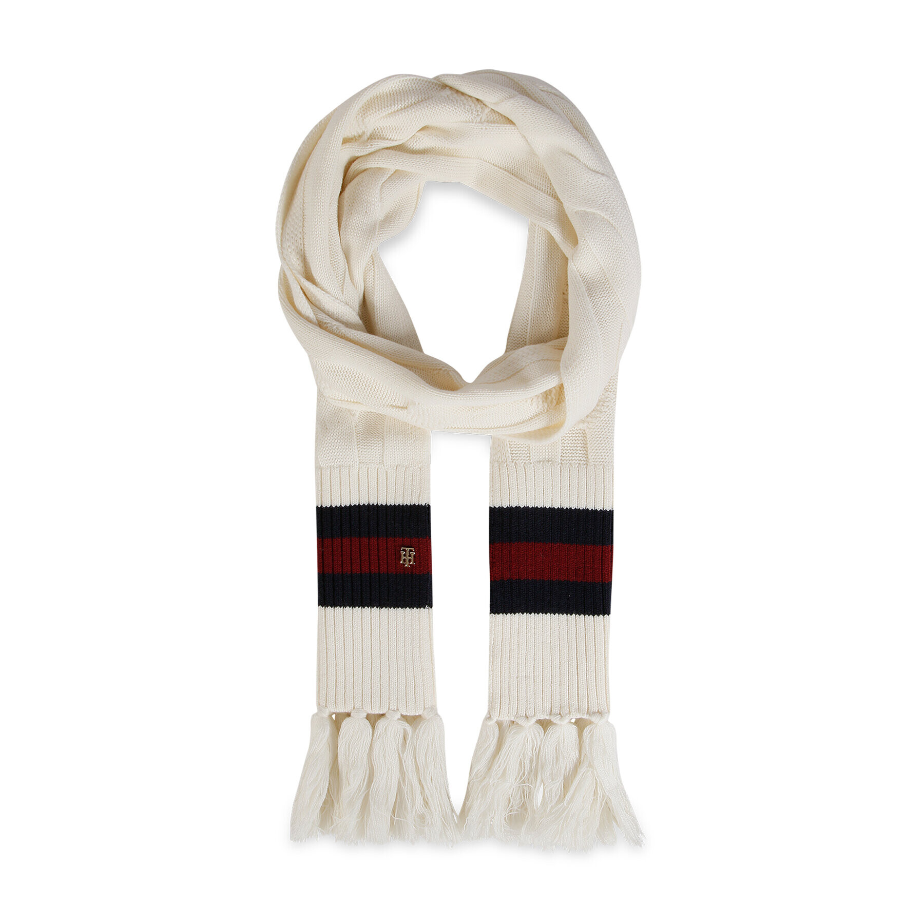 Tommy Hilfiger Šál Luxe Cable Scarf AW0AW13840 Bílá - Pepit.cz