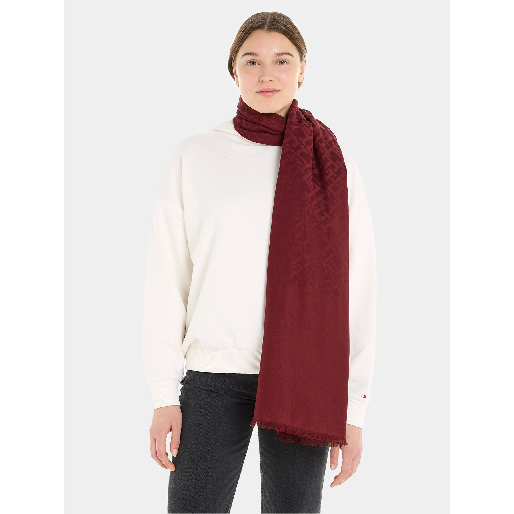 Tommy Hilfiger Šál Monogram Micromodal Scarf AW0AW15622 Červená - Pepit.cz