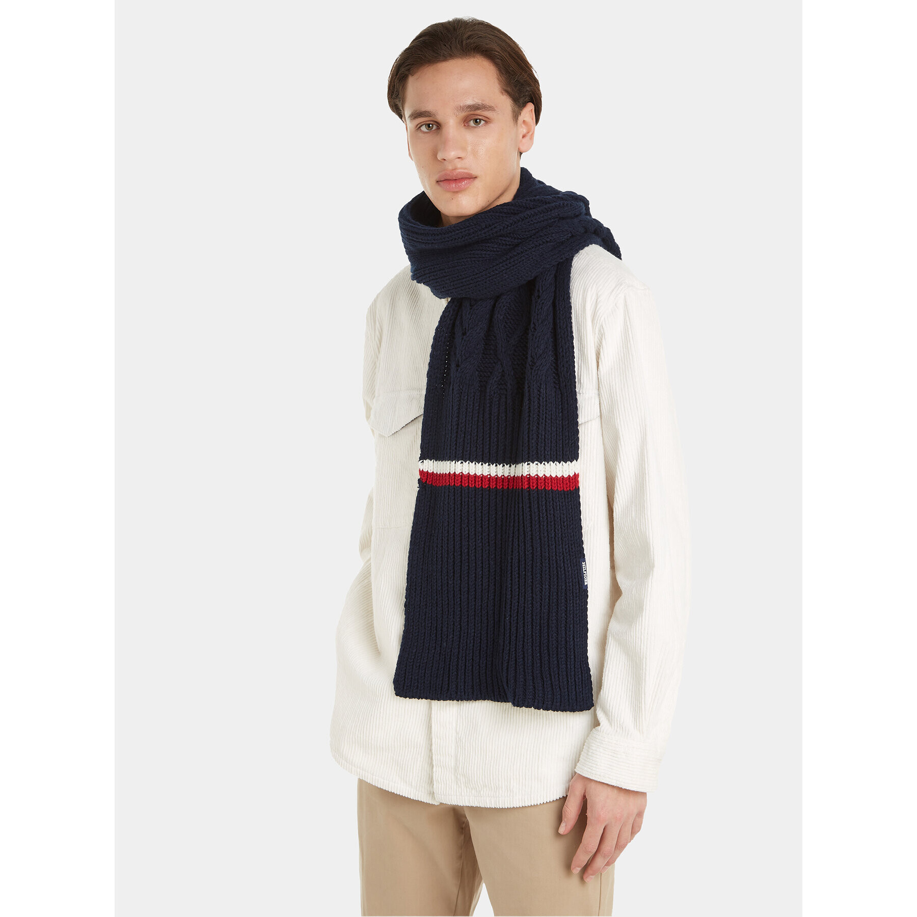 Tommy Hilfiger Šál Monotype Chunky Knit Scarf AM0AM11507 Tmavomodrá - Pepit.cz