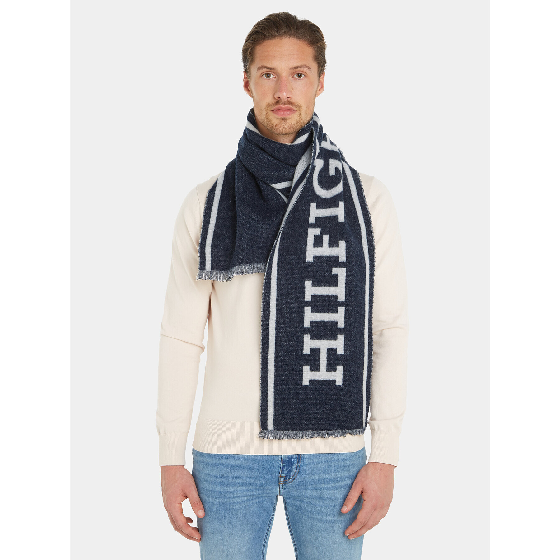 Tommy Hilfiger Šál Monotype Scarf AM0AM11738 Tmavomodrá - Pepit.cz