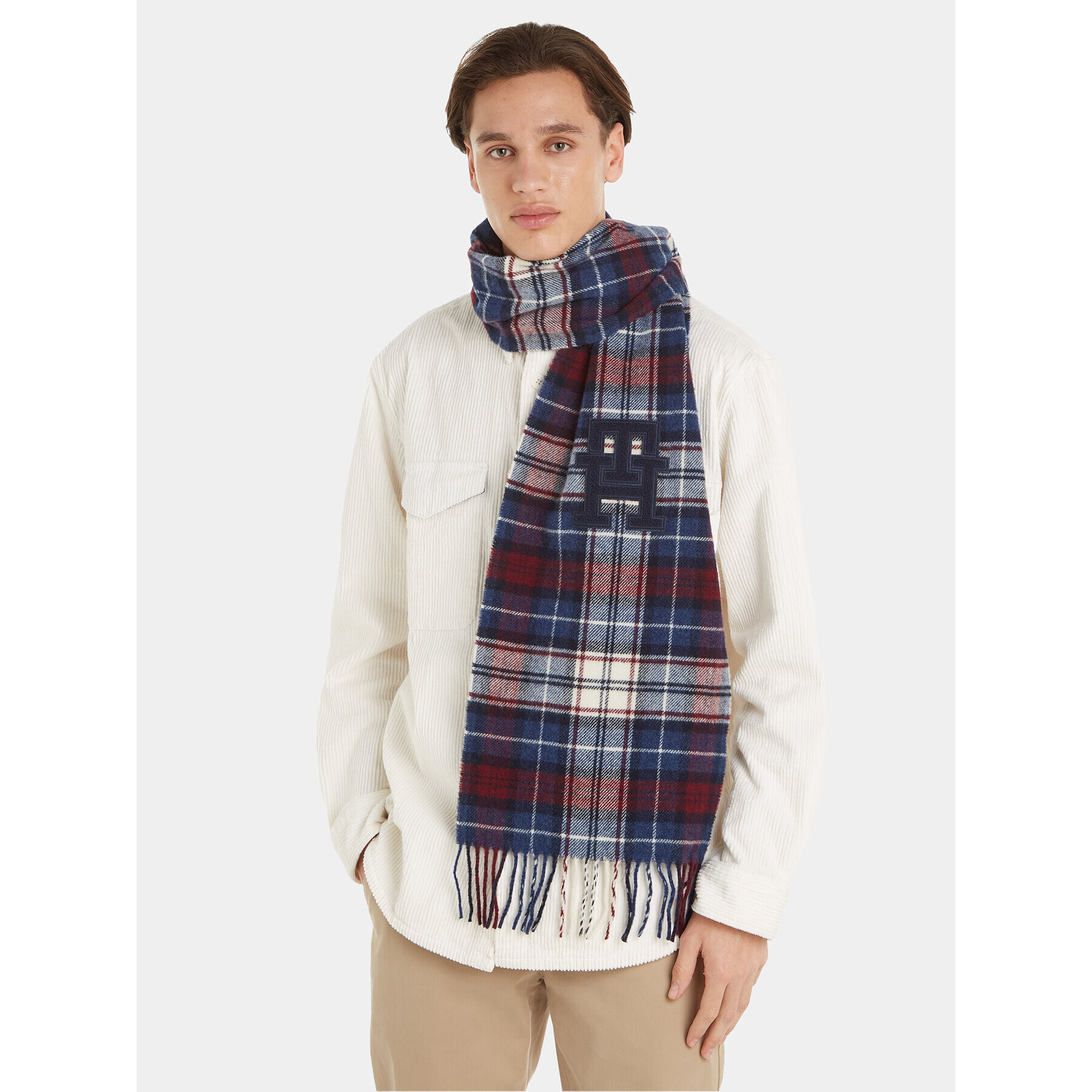 Tommy Hilfiger Šál Th Monogram Tartan Scarf AM0AM11984 Modrá - Pepit.cz