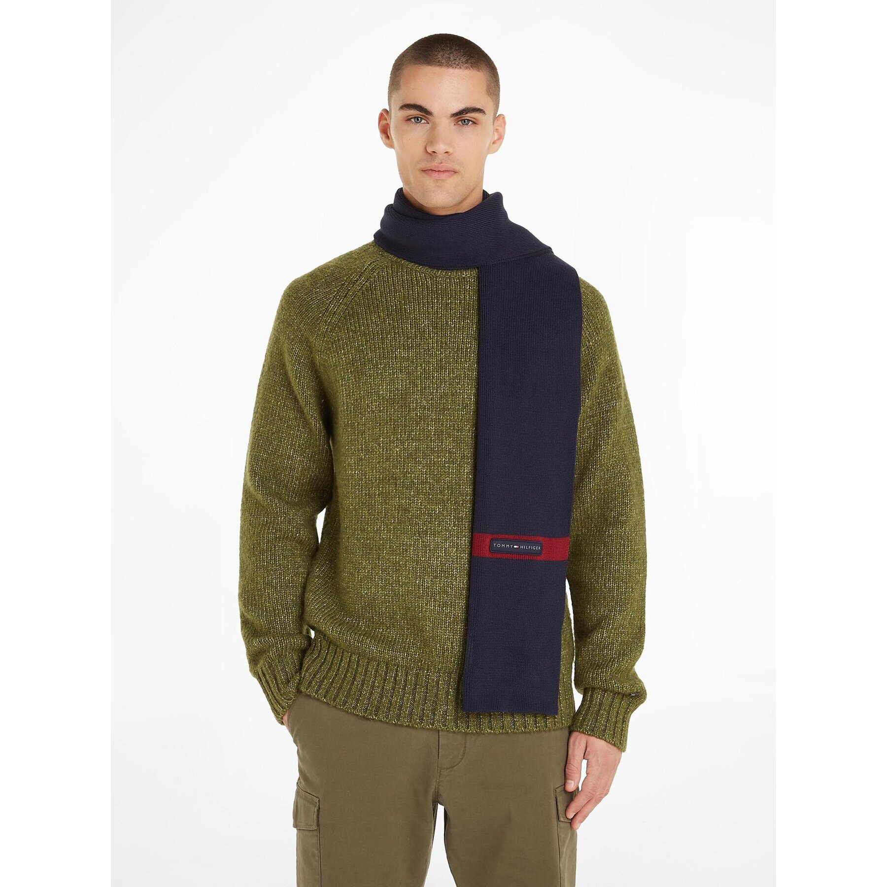 Tommy Hilfiger Šál Th Skyline Knit Scarf AM0AM11496 Tmavomodrá - Pepit.cz