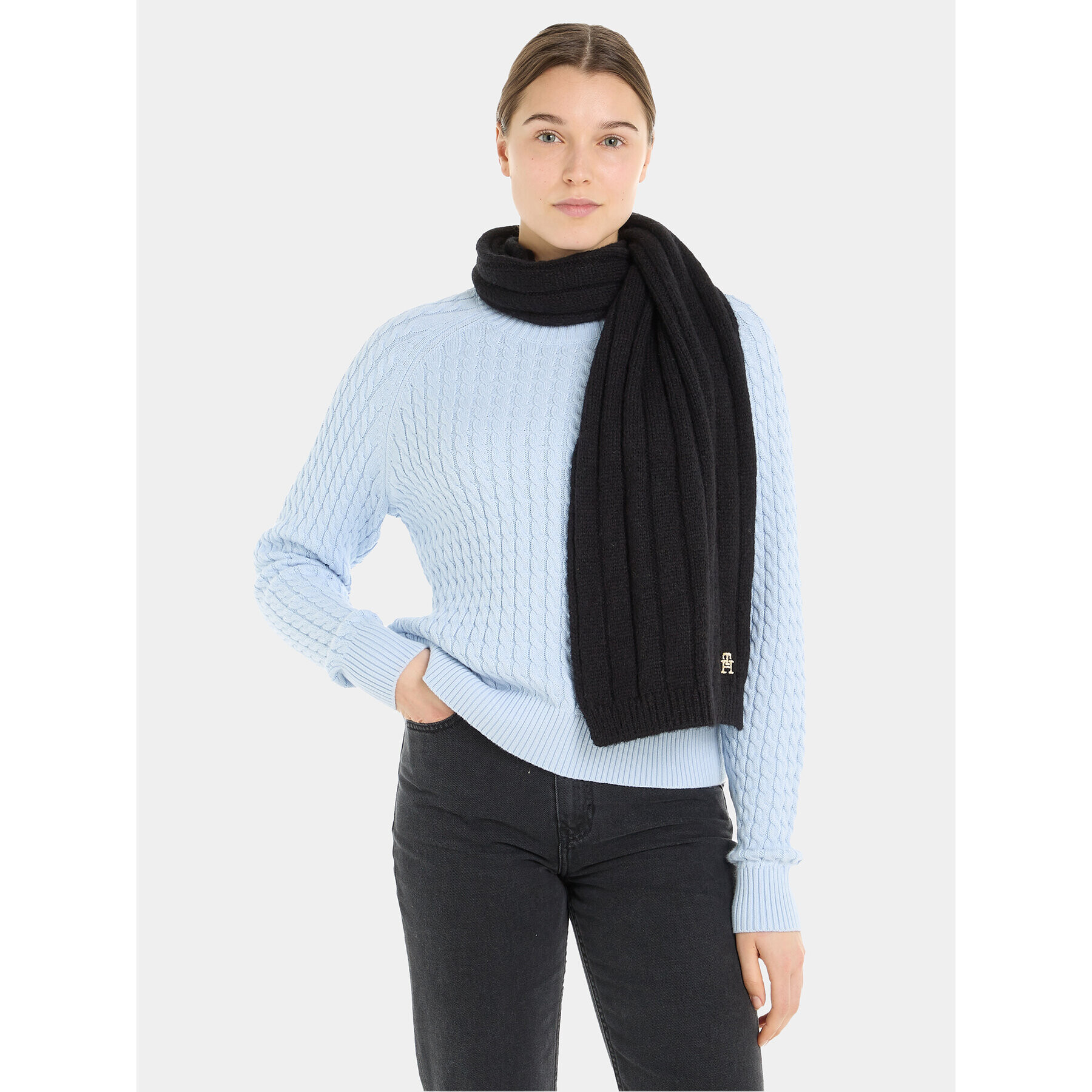 Tommy Hilfiger Šál Th Timeless Scarf AW0AW15351 Černá - Pepit.cz