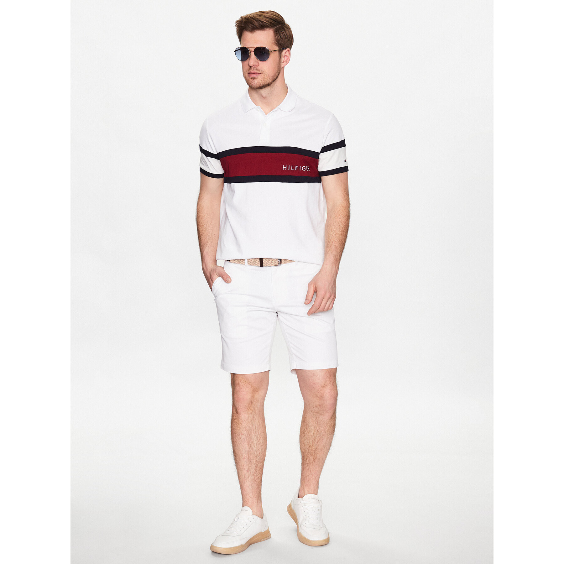 Tommy Hilfiger Šortky z materiálu Brooklyn MW0MW23563 Bílá Regular Fit - Pepit.cz