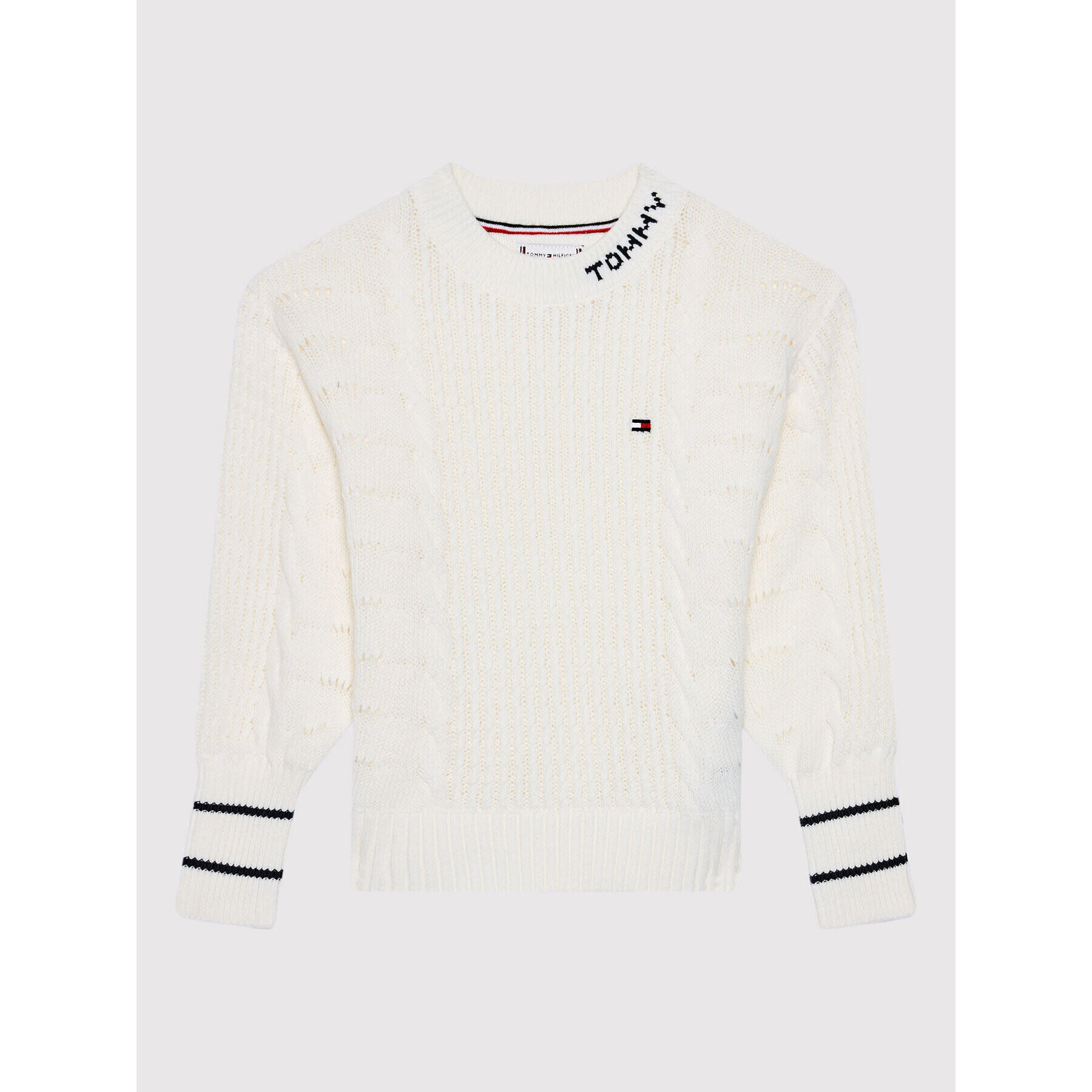 Tommy Hilfiger Svetr Cable KG0KG05658 M Béžová Relaxed Fit - Pepit.cz