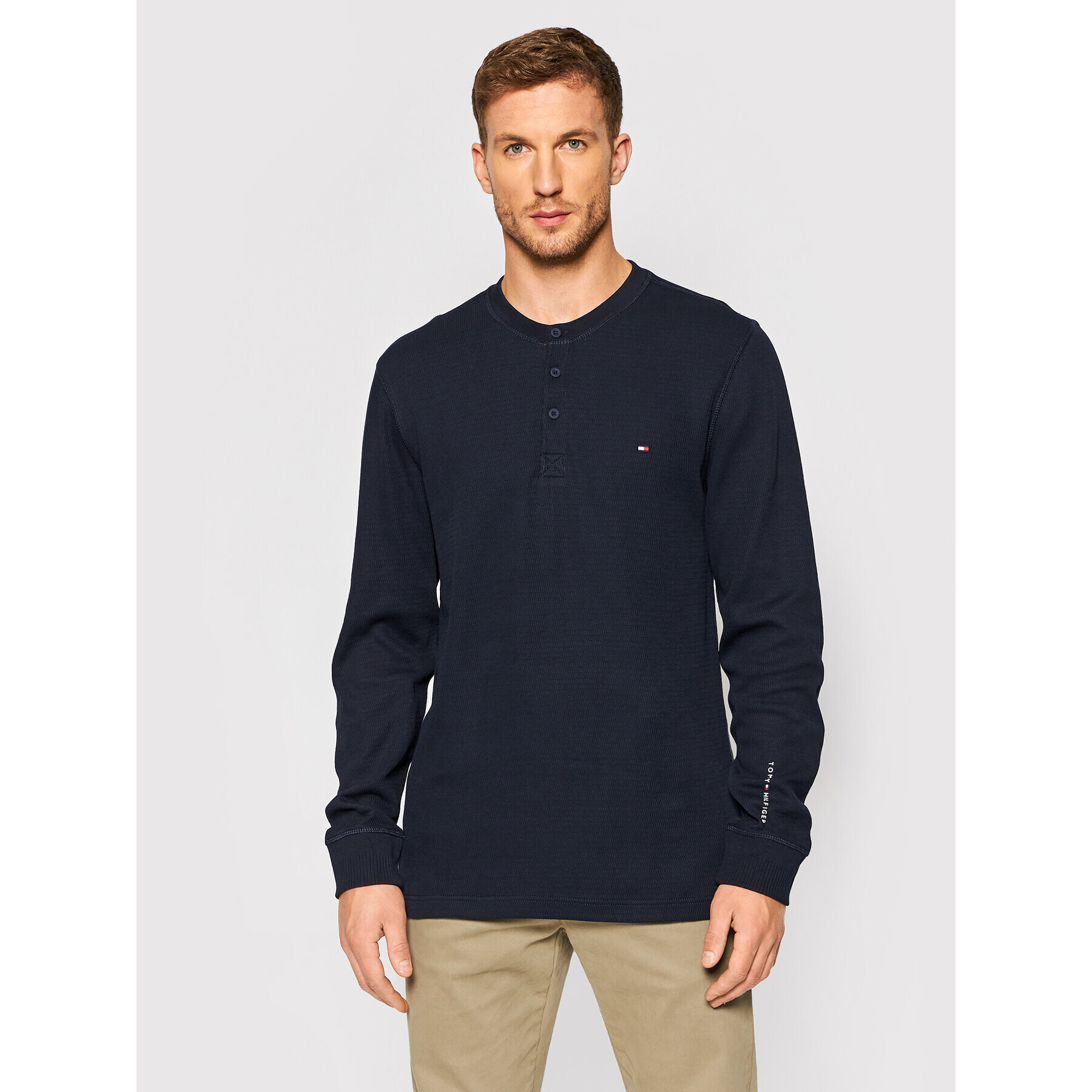 Tommy Hilfiger Svetr Casual Henley MW0MW20156 Tmavomodrá Relaxed Fit - Pepit.cz