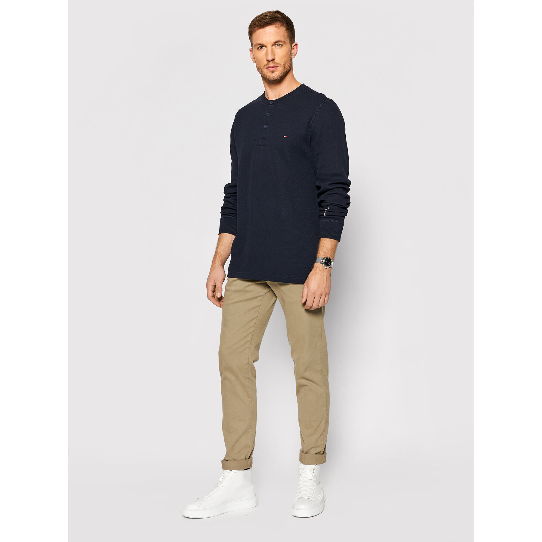 Tommy Hilfiger Svetr Casual Henley MW0MW20156 Tmavomodrá Relaxed Fit - Pepit.cz