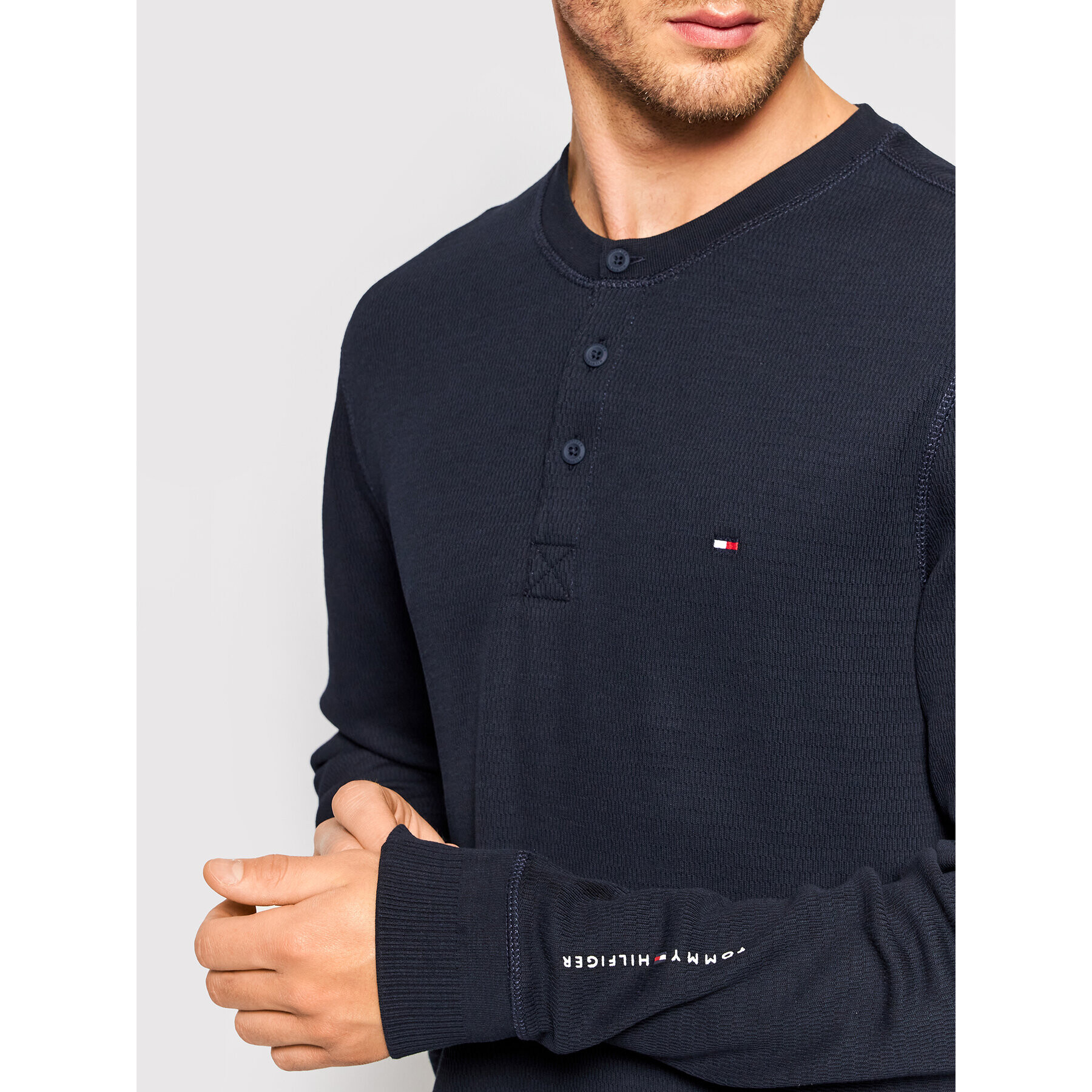 Tommy Hilfiger Svetr Casual Henley MW0MW20156 Tmavomodrá Relaxed Fit - Pepit.cz