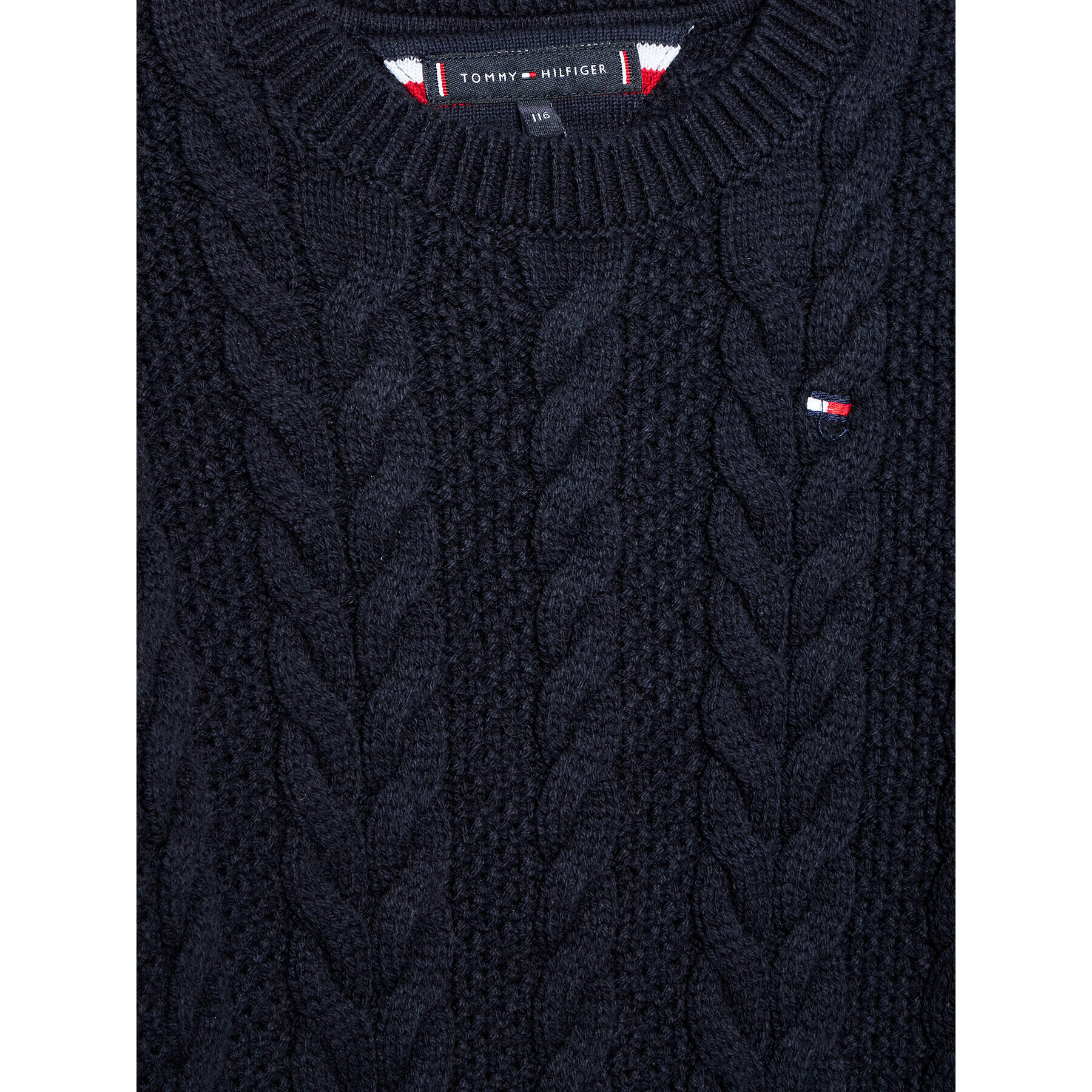 Tommy Hilfiger Svetr Essential Cable KB0KB07827 M Tmavomodrá Regular Fit - Pepit.cz