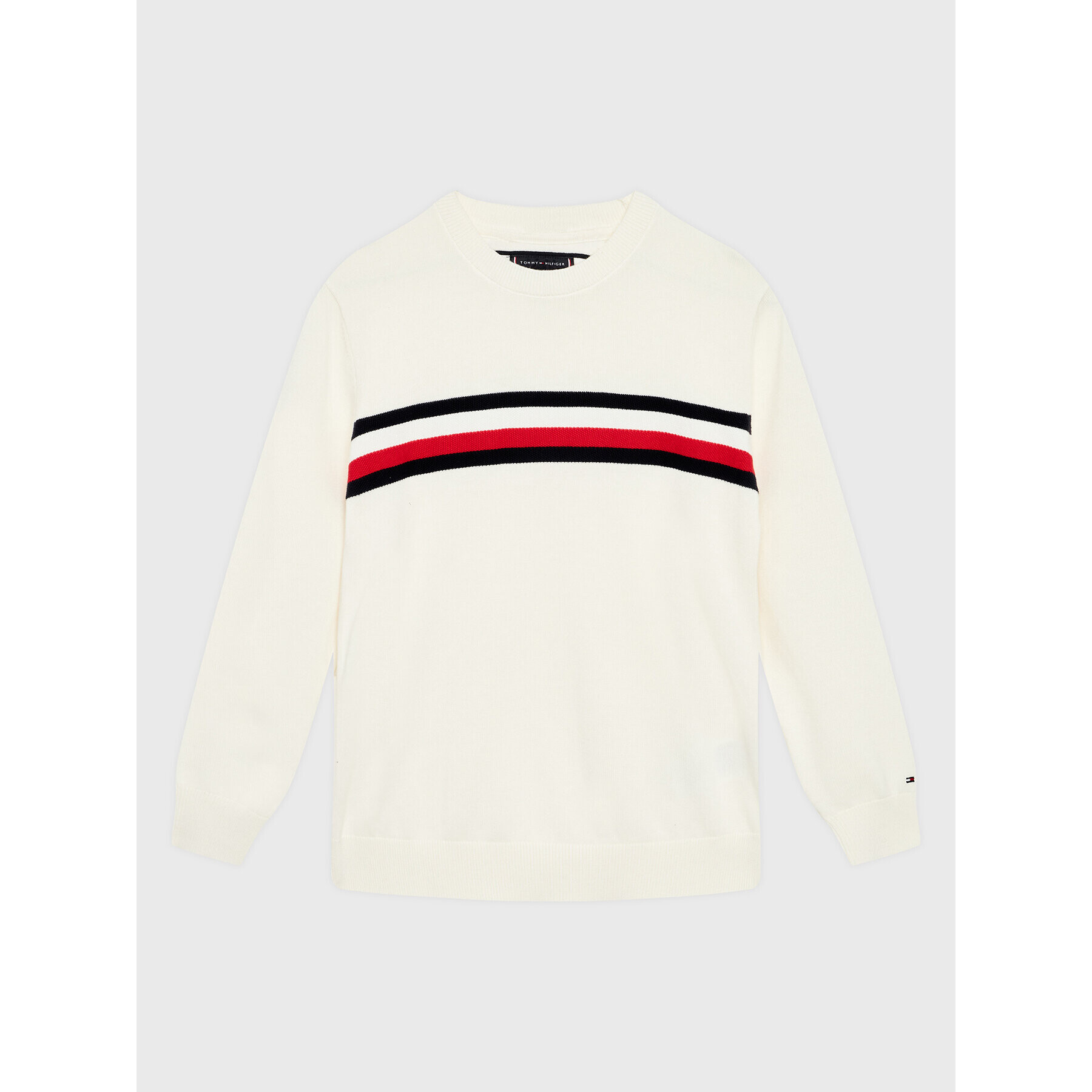 Tommy Hilfiger Svetr Essential Global Stripe KB0KB07826 D Bílá Regular Fit - Pepit.cz