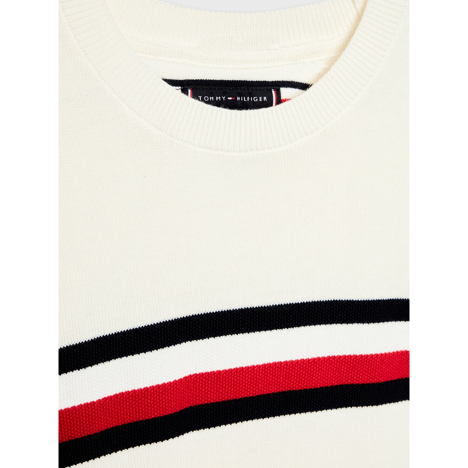 Tommy Hilfiger Svetr Essential Global Stripe KB0KB07826 D Bílá Regular Fit - Pepit.cz