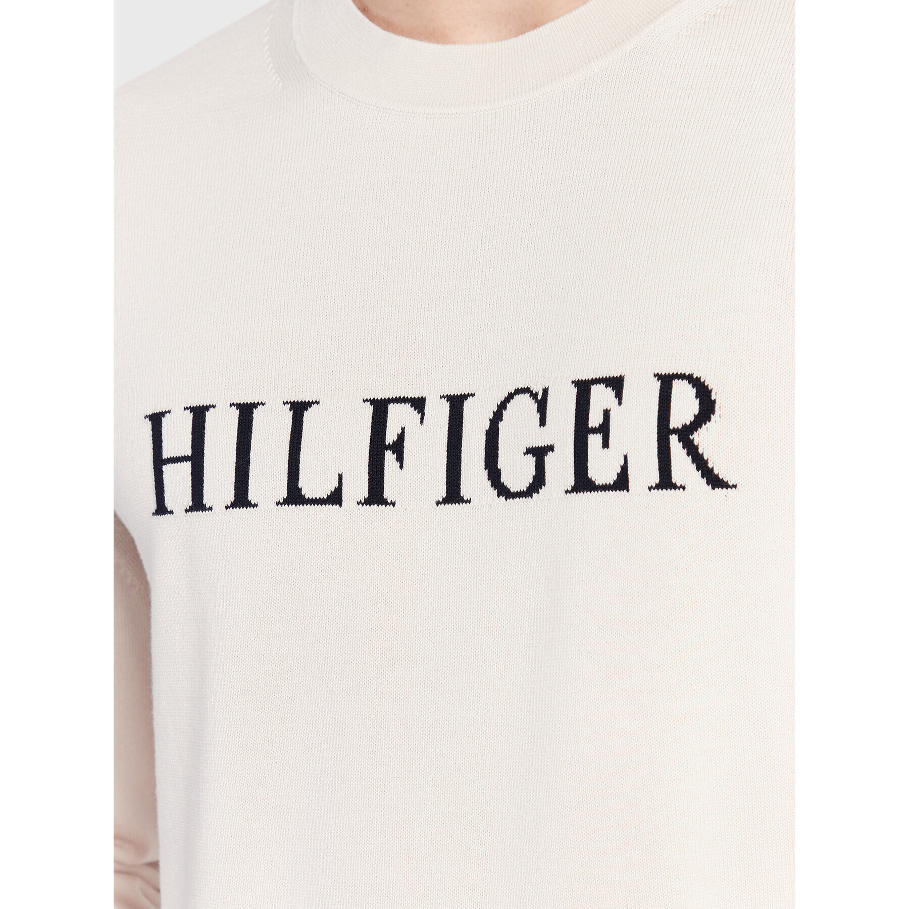 Tommy Hilfiger Svetr Flag Cuff MW0MW29045 Écru Regular Fit - Pepit.cz