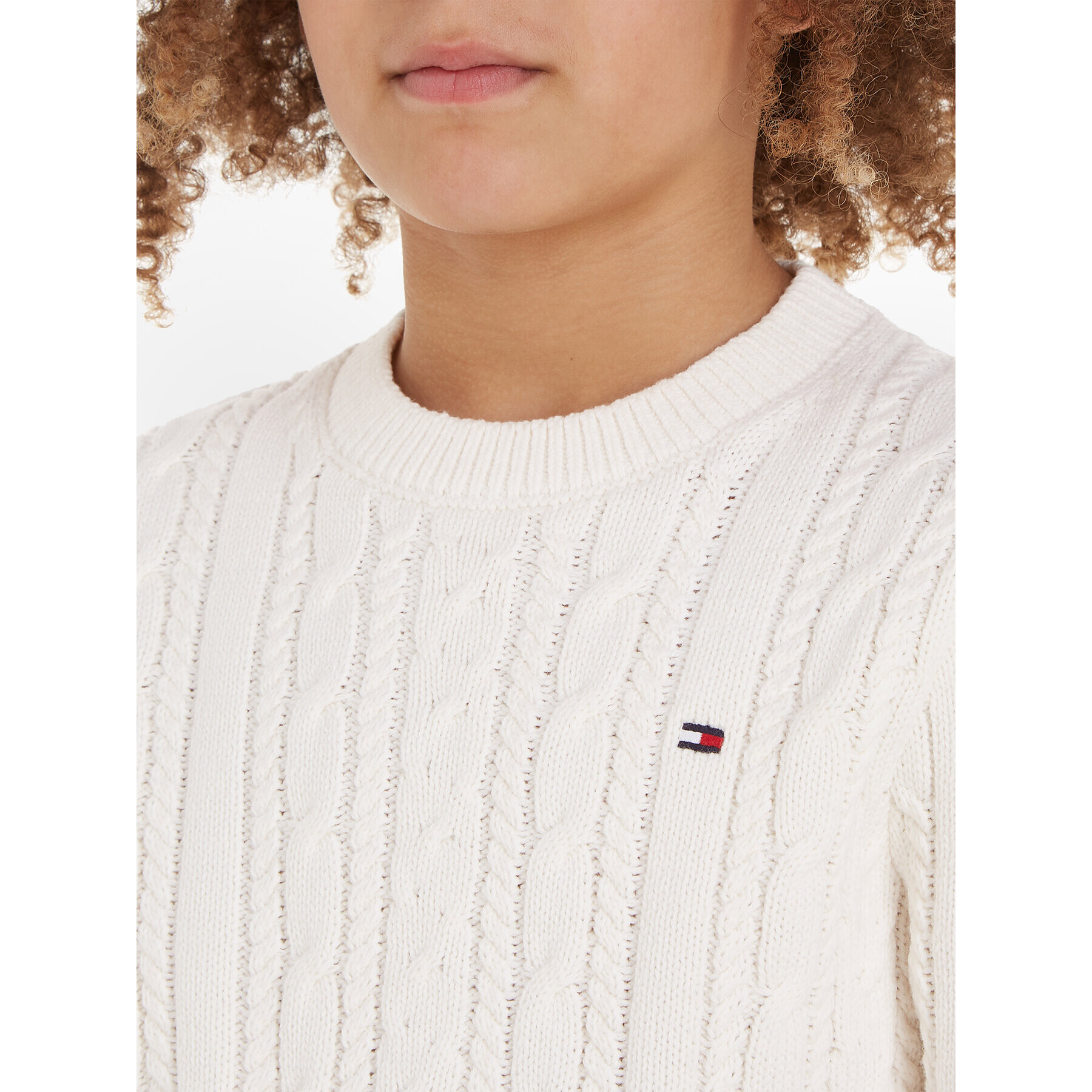 Tommy Hilfiger Svetr KB0KB08512 Bílá Regular Fit - Pepit.cz