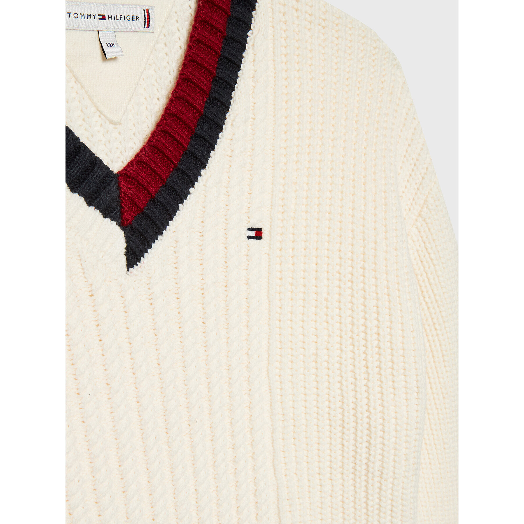 Tommy Hilfiger Svetr KG0KG06903 Écru Oversize - Pepit.cz