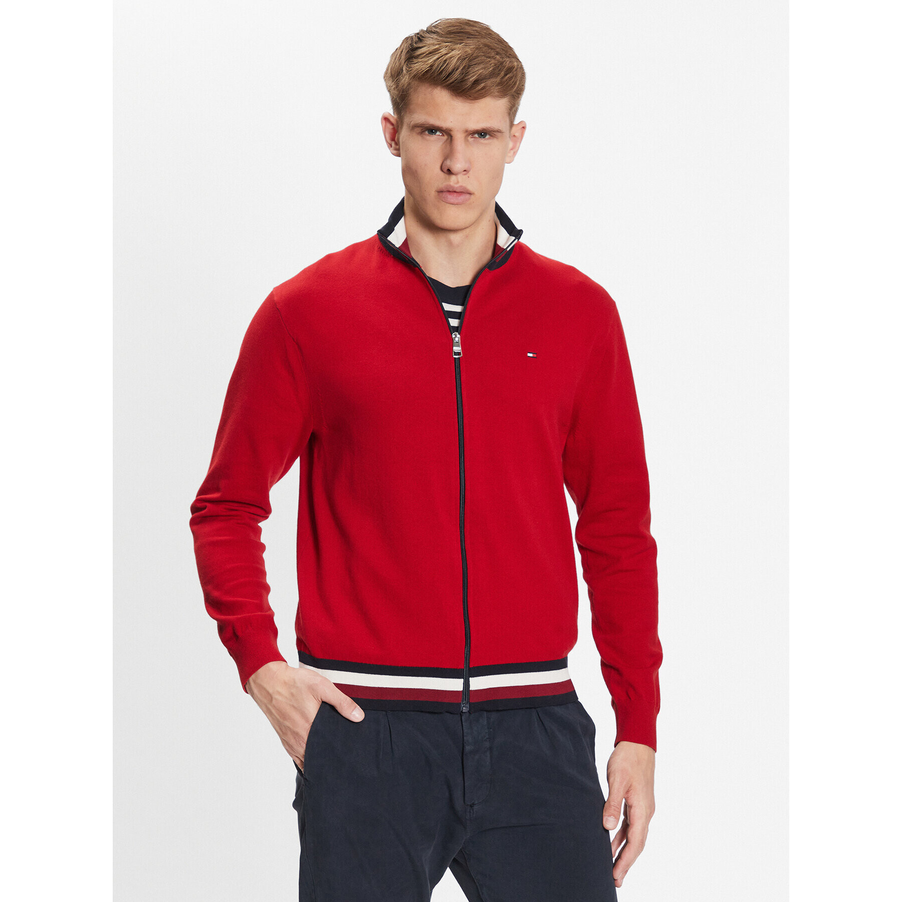 Tommy Hilfiger Svetr MW0MW32028 Červená Regular Fit - Pepit.cz