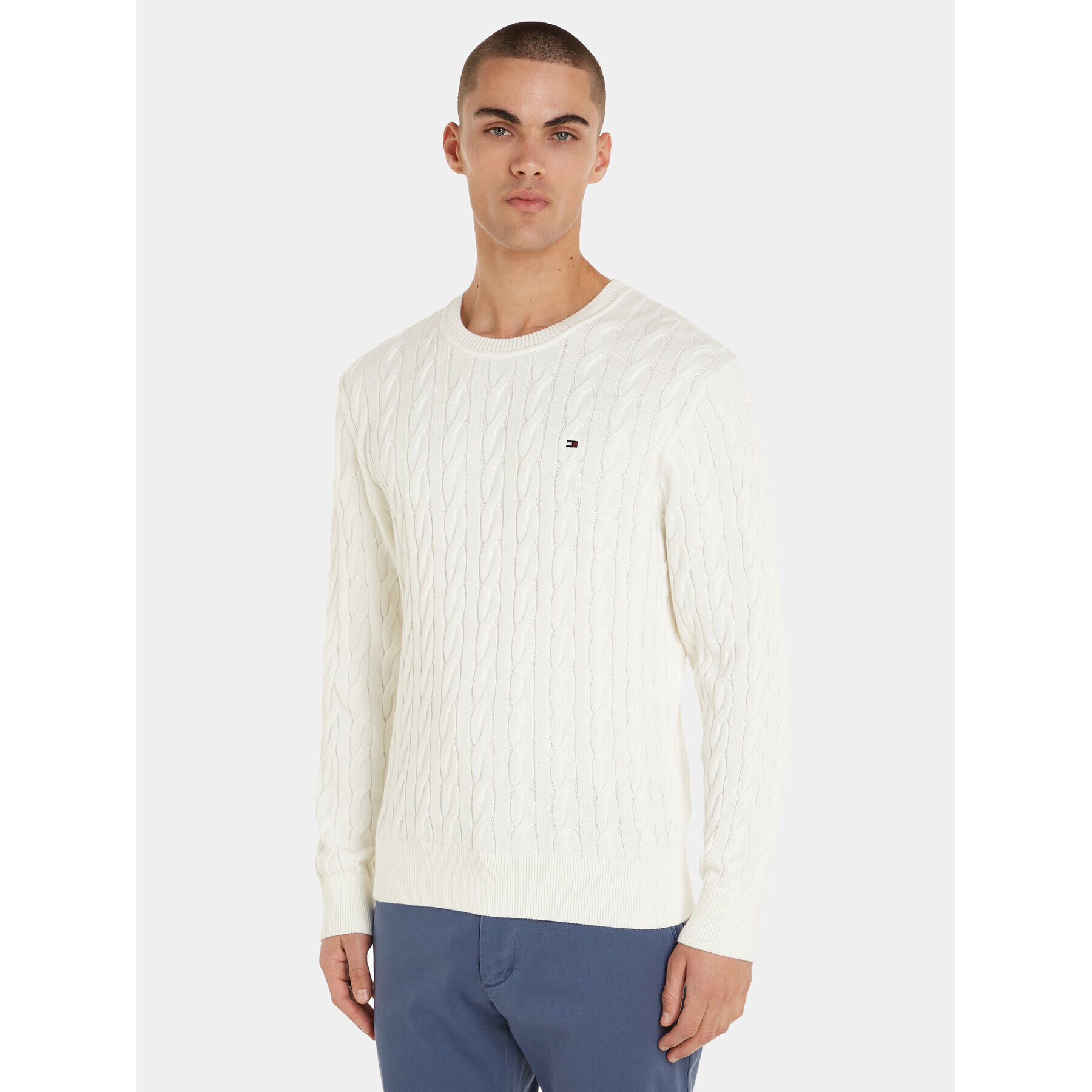 Tommy Hilfiger Svetr MW0MW33132 Écru Relaxed Fit - Pepit.cz