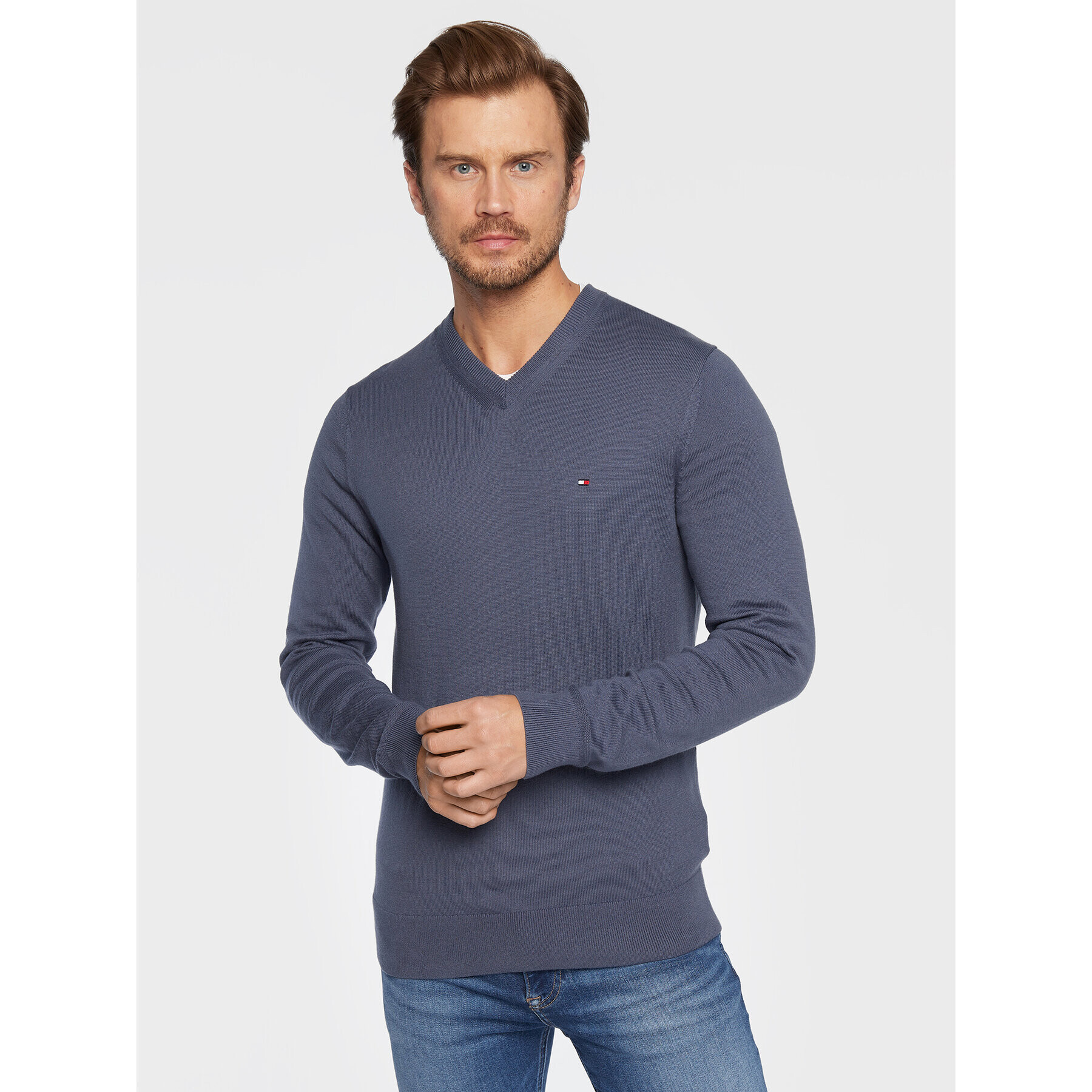 Tommy Hilfiger Svetr Pima MW0MW28047 Tmavomodrá Regular Fit - Pepit.cz