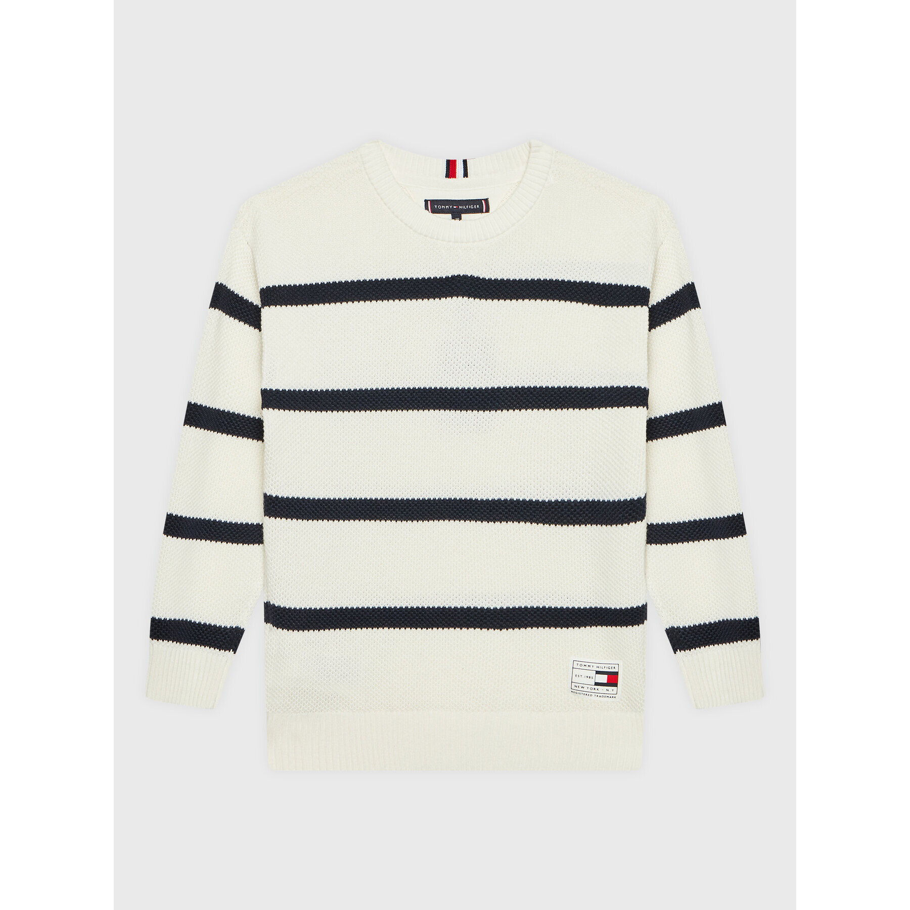 Tommy Hilfiger Svetr Structure Rugby KB0KB07497 Bílá Regular Fit - Pepit.cz