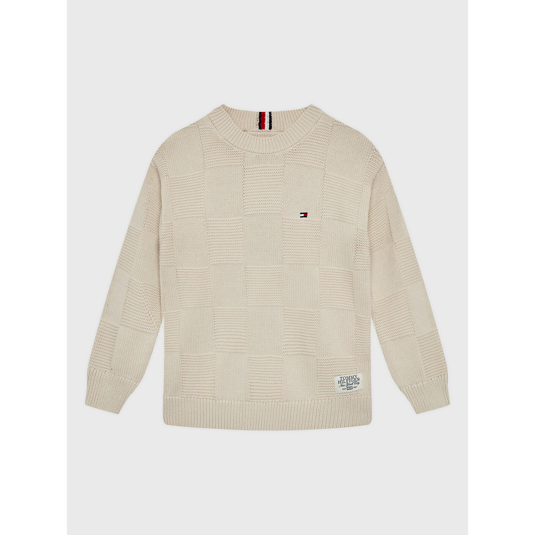 Tommy Hilfiger Svetr Structured Label KB0KB07832 M Béžová Regular Fit - Pepit.cz