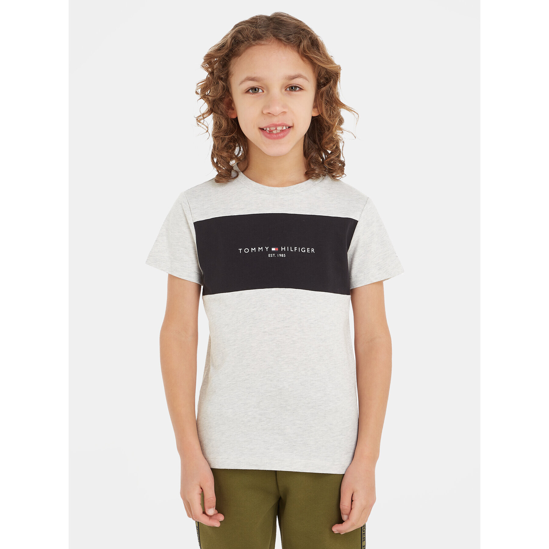 Tommy Hilfiger T-Shirt Colorblock KB0KB08552 M Šedá Regular Fit - Pepit.cz