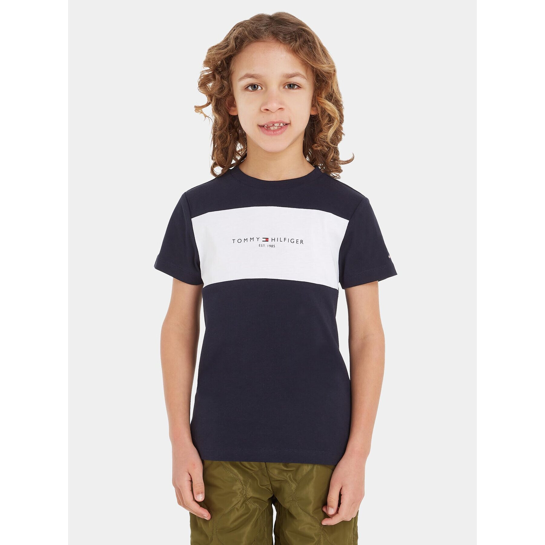 Tommy Hilfiger T-Shirt Colorblock KB0KB08552 M Tmavomodrá Regular Fit - Pepit.cz