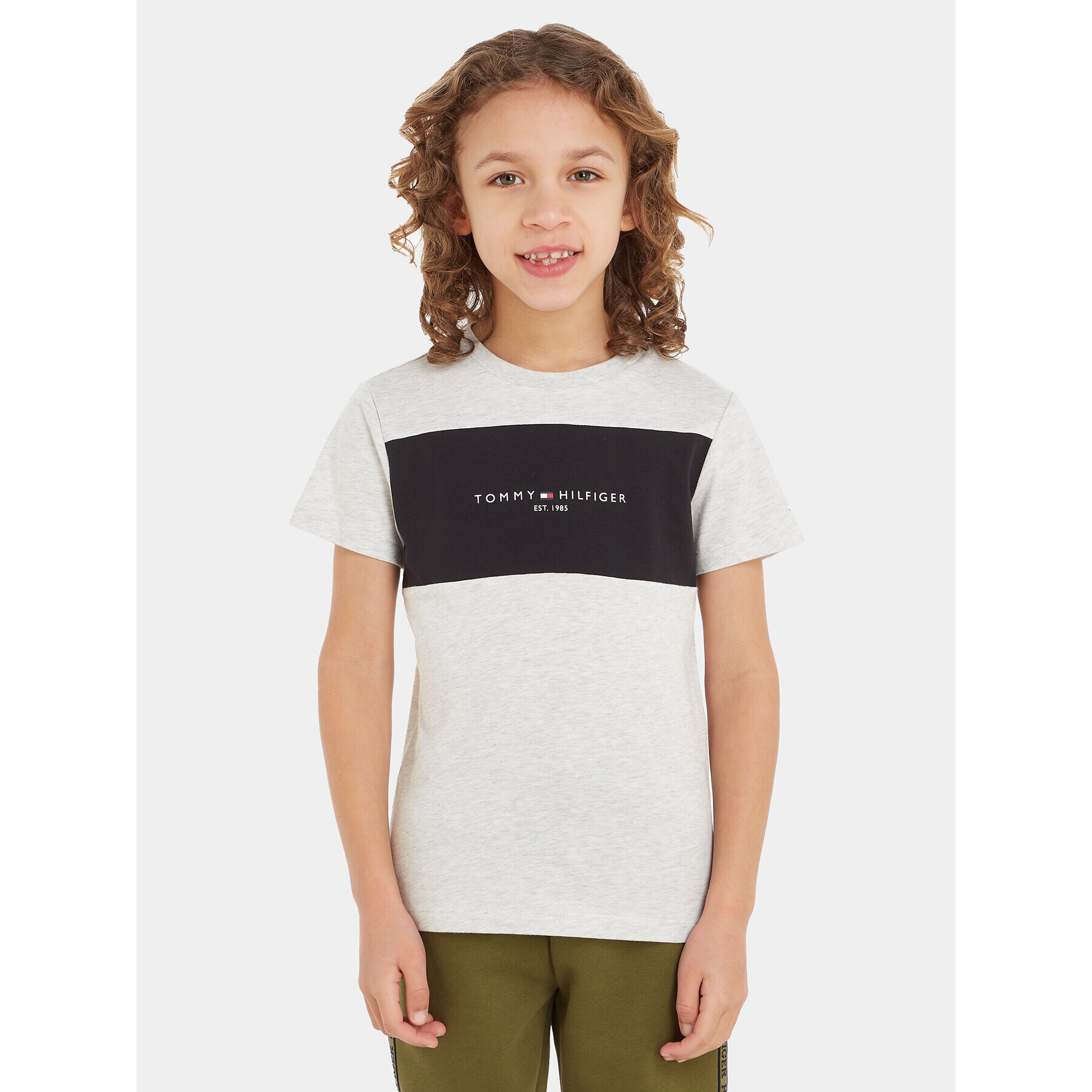 Tommy Hilfiger T-Shirt Colorblock KB0KB08552 S Šedá Regular Fit - Pepit.cz