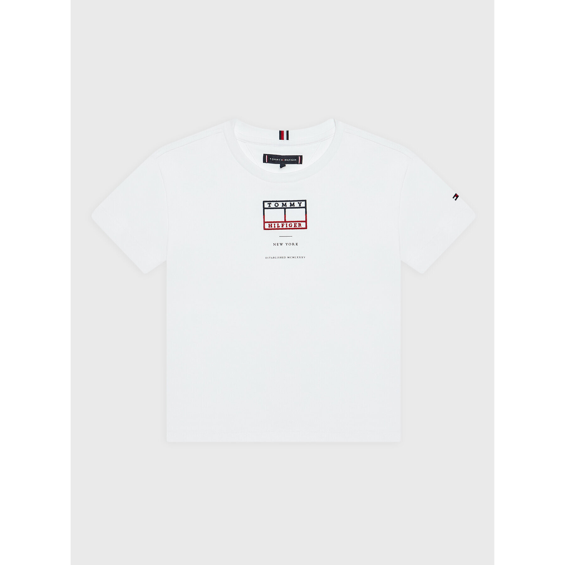 Tommy Hilfiger T-Shirt Embroidered KB0KB07598 Bílá Regular Fit - Pepit.cz