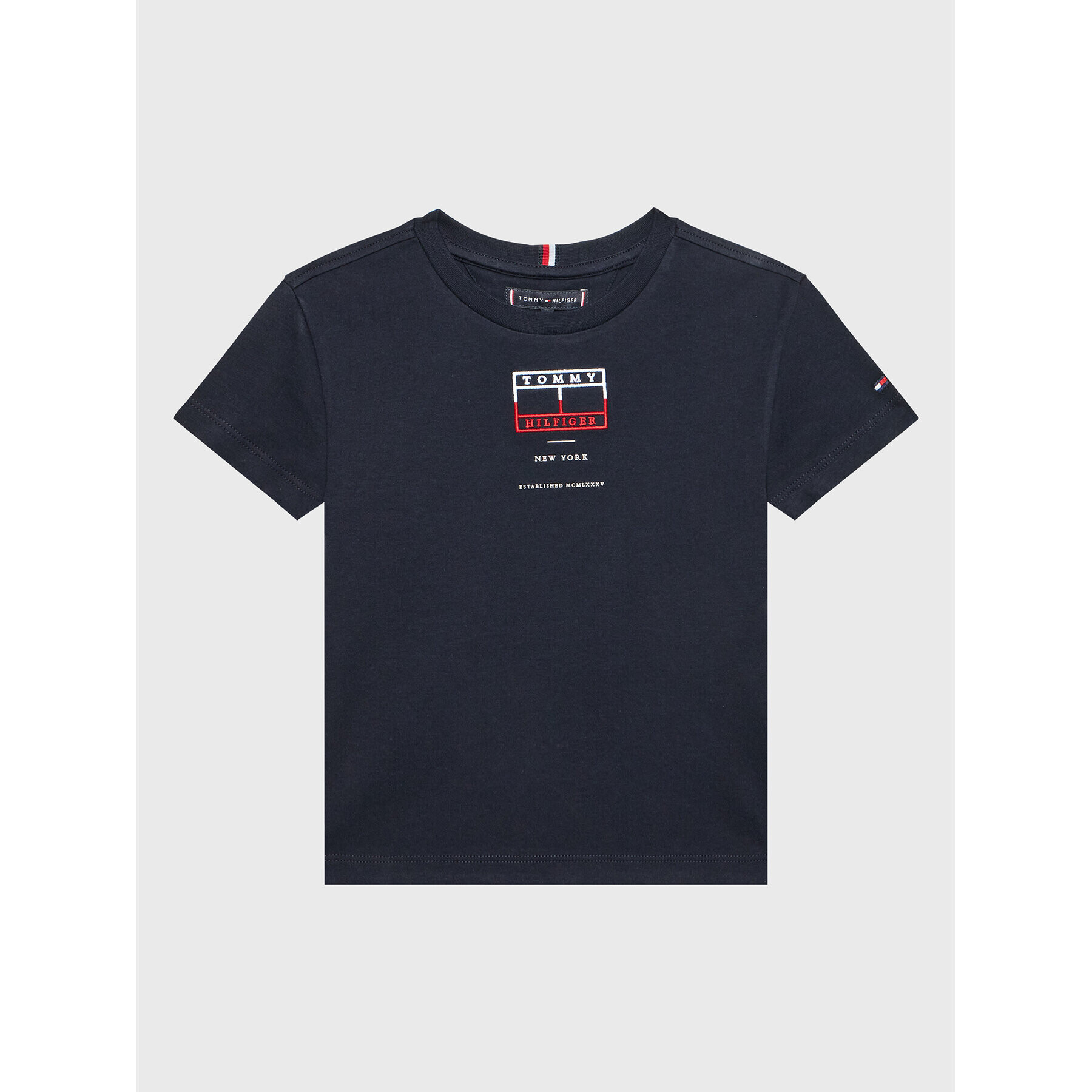 Tommy Hilfiger T-Shirt Embroidered KB0KB07598 Tmavomodrá Regular Fit - Pepit.cz