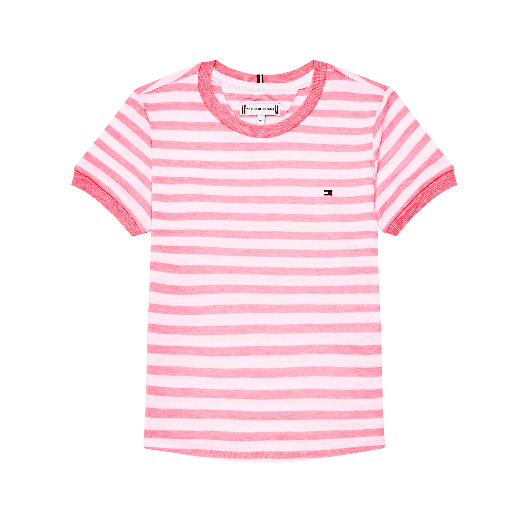 Tommy Hilfiger T-Shirt Essential Stripe KG0KG05766 M Růžová Regular Fit - Pepit.cz