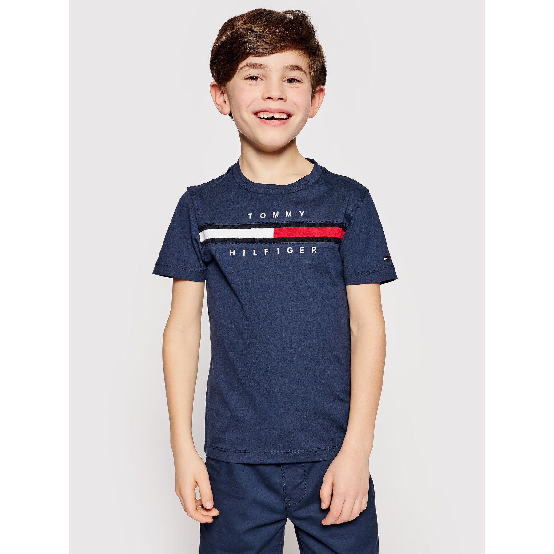 Tommy Hilfiger T-Shirt Flag Rib Insert KB0KB06532 D Tmavomodrá Regular Fit - Pepit.cz