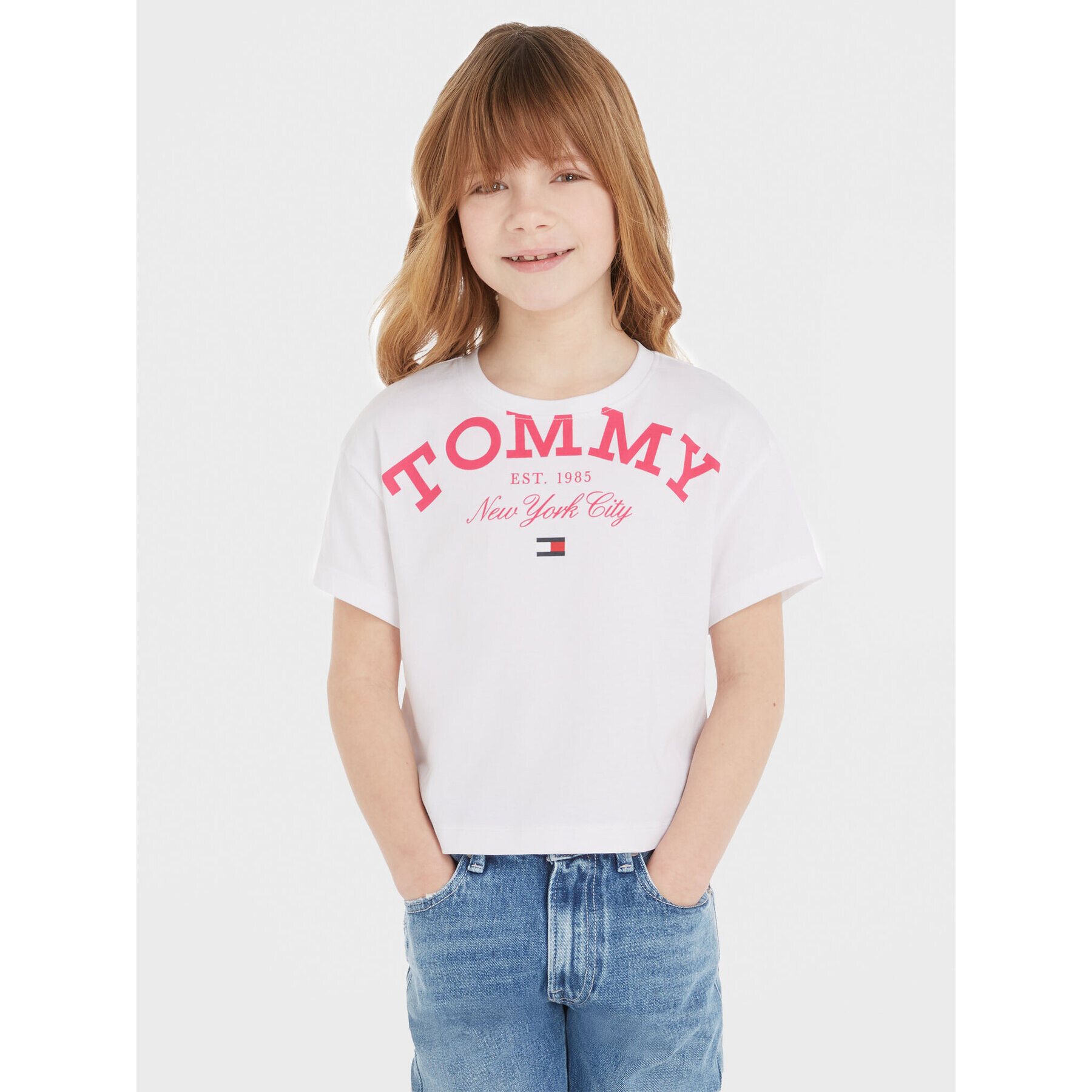 Tommy Hilfiger T-Shirt Logo KG0KG07637 Bílá Regular Fit - Pepit.cz