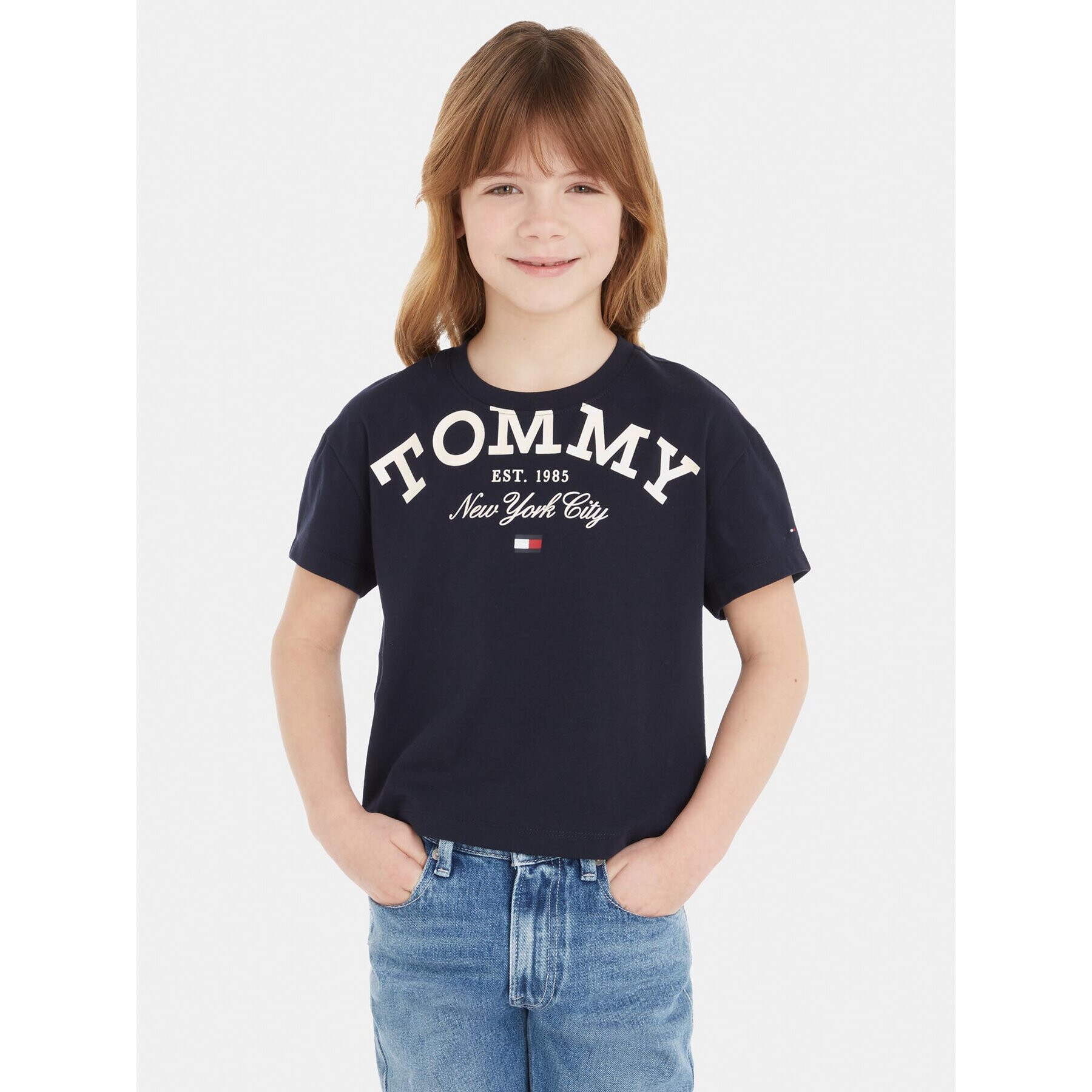 Tommy Hilfiger T-Shirt Logo KG0KG07637 Tmavomodrá Regular Fit - Pepit.cz