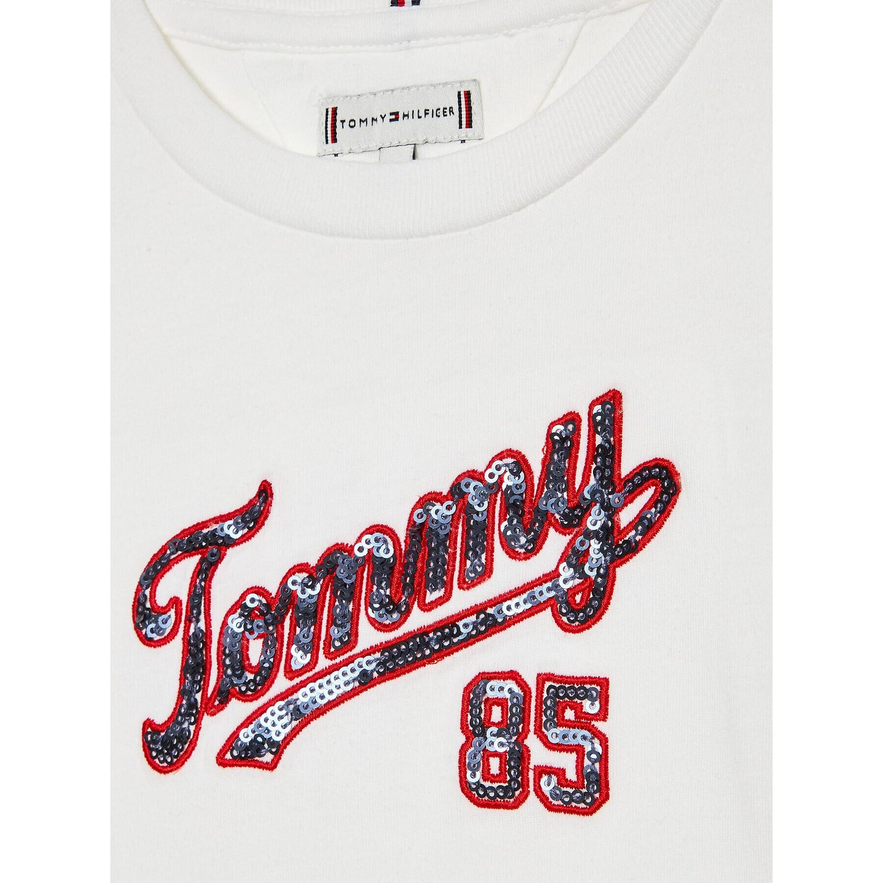 Tommy Hilfiger T-Shirt Sequins KG0KG07087 M Bílá Regular Fit - Pepit.cz