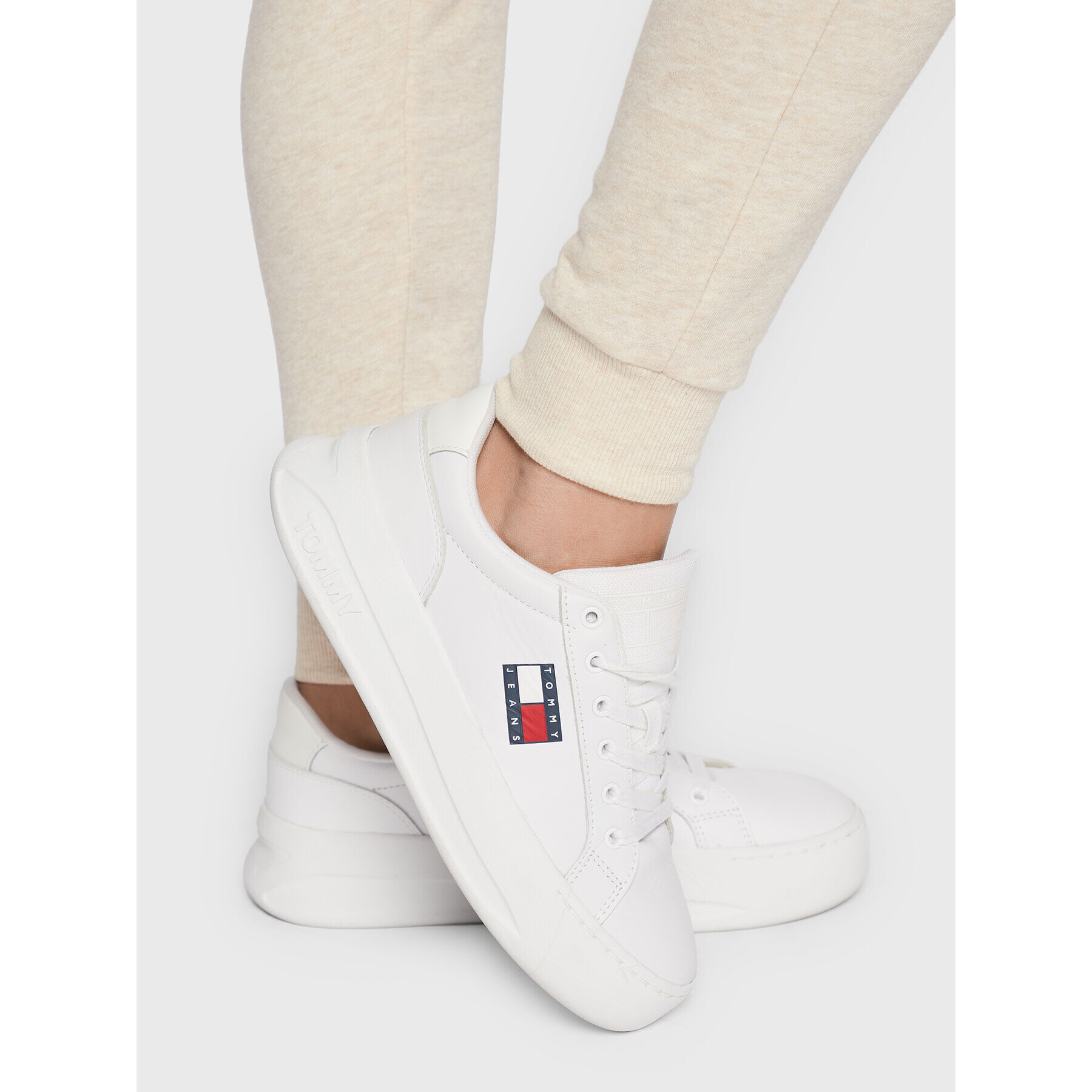 Tommy Hilfiger Teplákové kalhoty Track UW0UW03887 Béžová Regular Fit - Pepit.cz