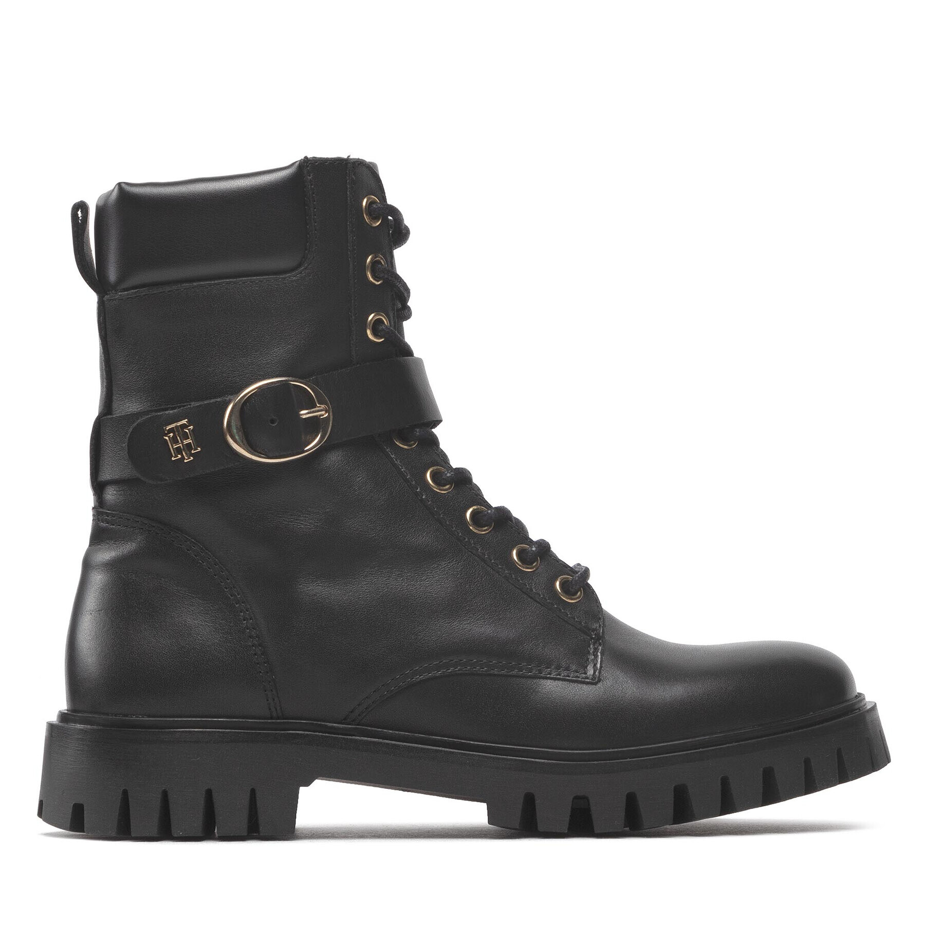 Tommy Hilfiger Turistická obuv Buckle Lace Up Boot FW0FW06734 Černá - Pepit.cz