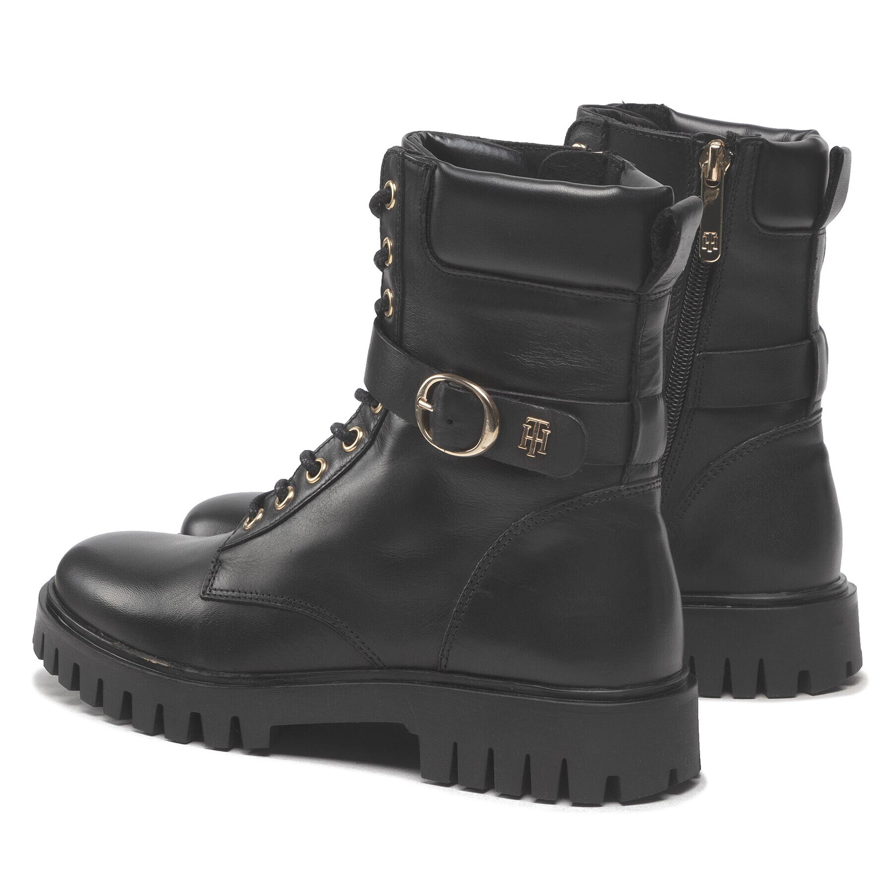 Tommy Hilfiger Turistická obuv Buckle Lace Up Boot FW0FW06734 Černá - Pepit.cz