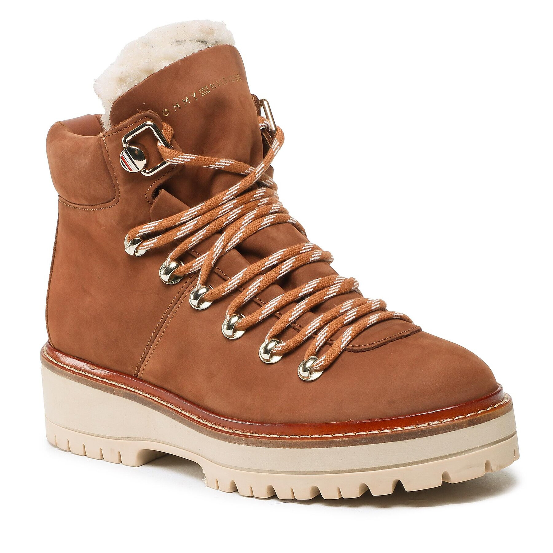 Tommy Hilfiger Turistická obuv Leather Outdoor Flat Boot FW0FW06822 Hnědá - Pepit.cz