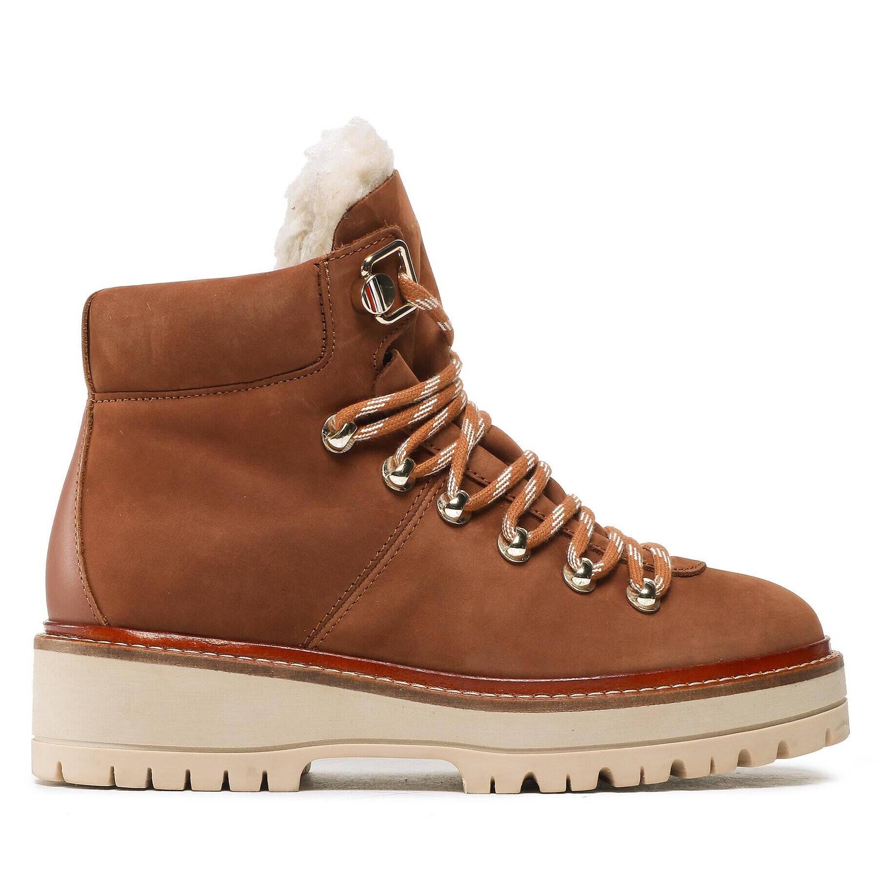 Tommy Hilfiger Turistická obuv Leather Outdoor Flat Boot FW0FW06822 Hnědá - Pepit.cz