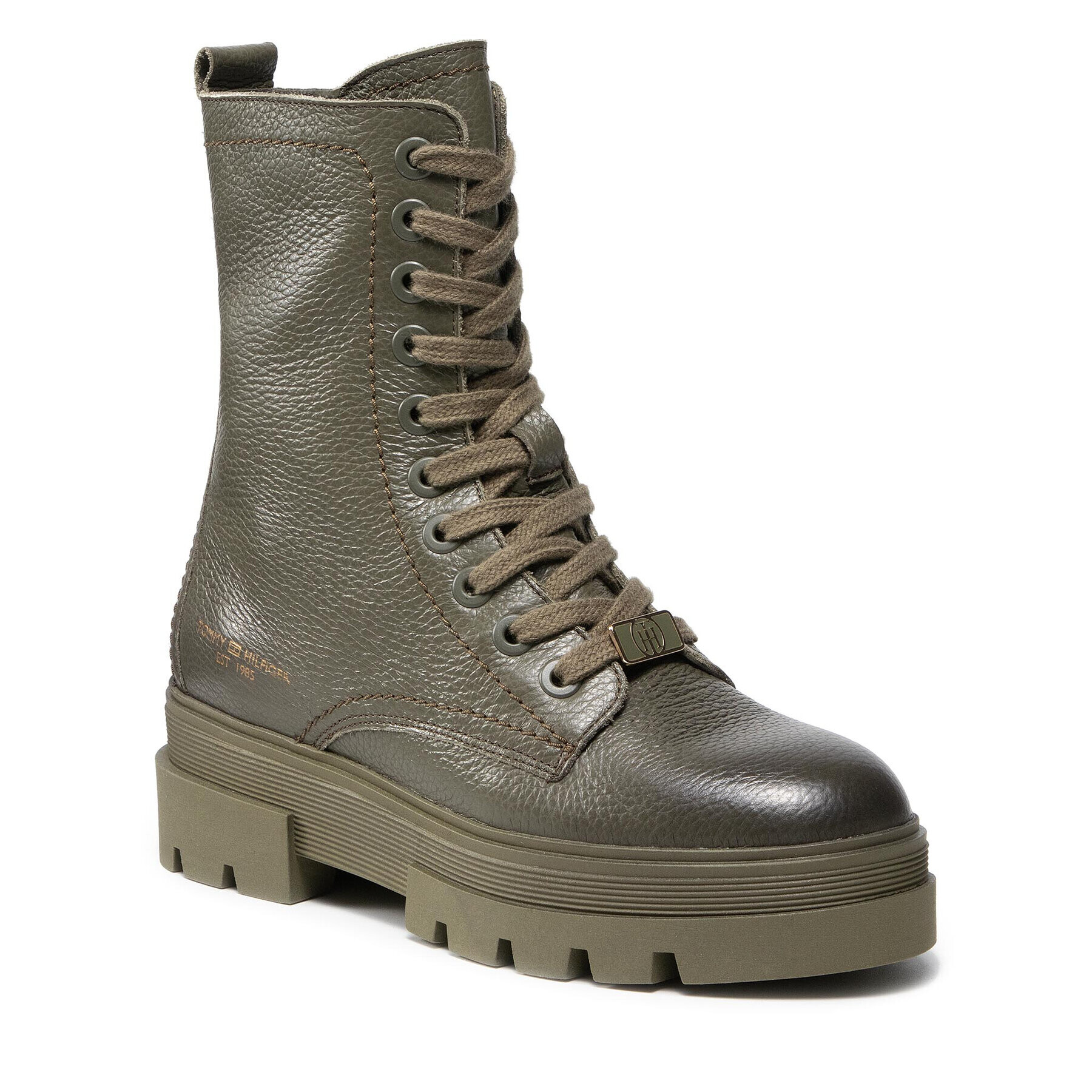 Tommy Hilfiger Turistická obuv Monochromatic Lace Up Boot FW0FW05946 Zelená - Pepit.cz