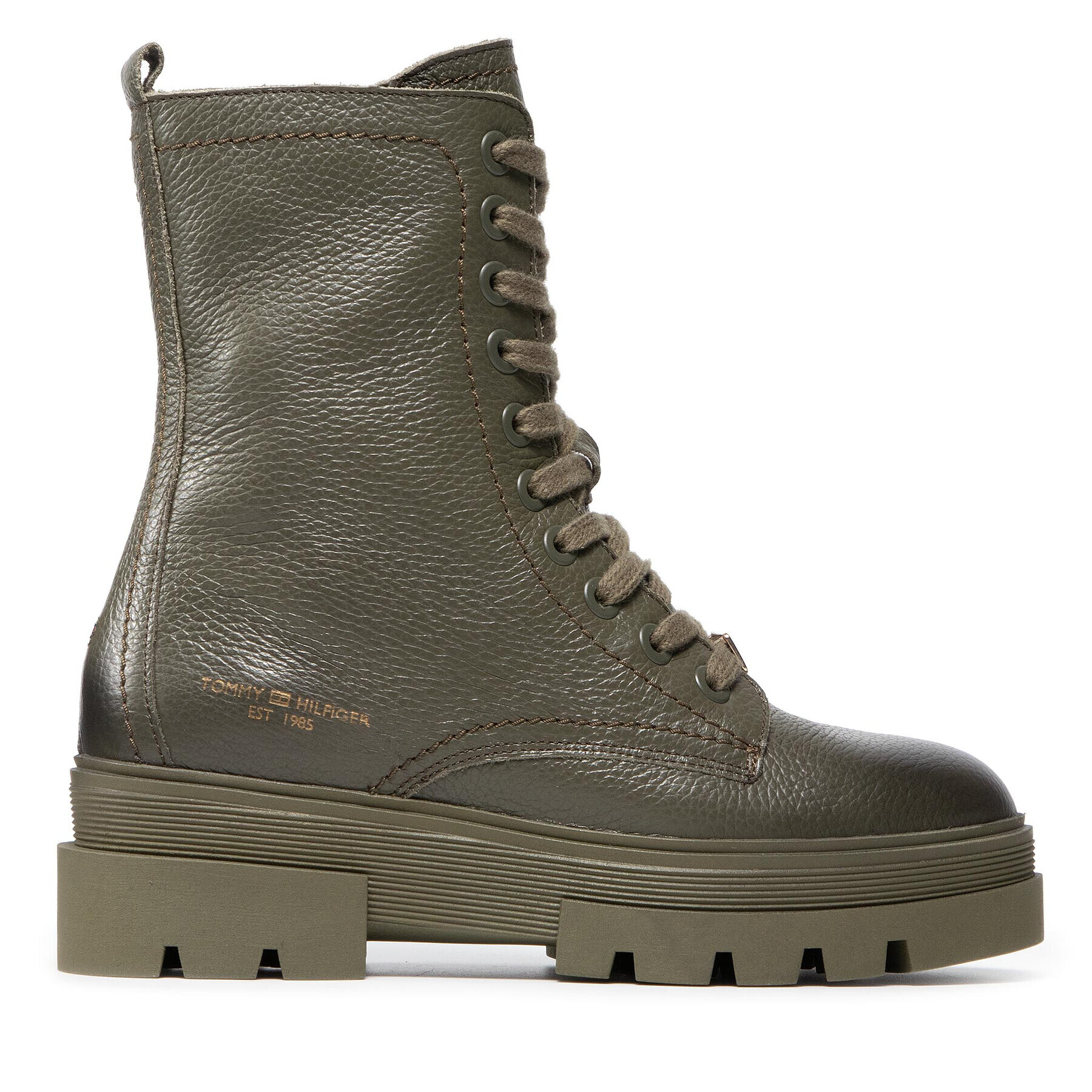 Tommy Hilfiger Turistická obuv Monochromatic Lace Up Boot FW0FW05946 Zelená - Pepit.cz