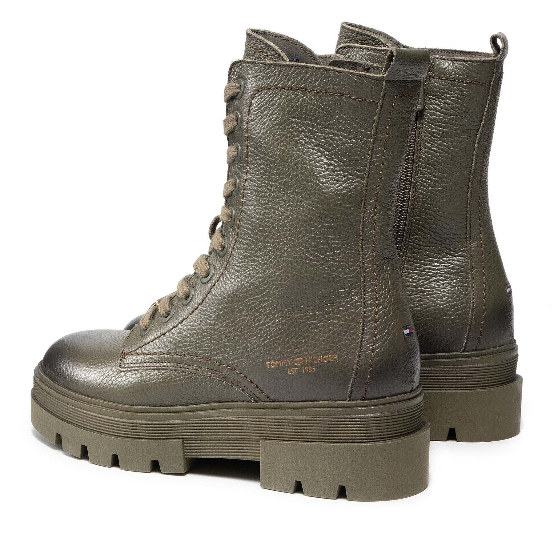 Tommy Hilfiger Turistická obuv Monochromatic Lace Up Boot FW0FW05946 Zelená - Pepit.cz