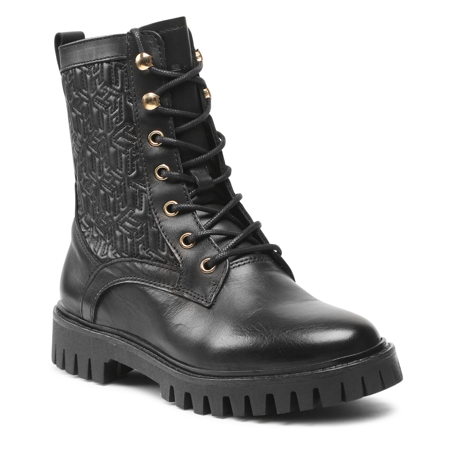 Tommy Hilfiger Turistická obuv Monogram lace Up Boot FW0FW05994 Černá - Pepit.cz